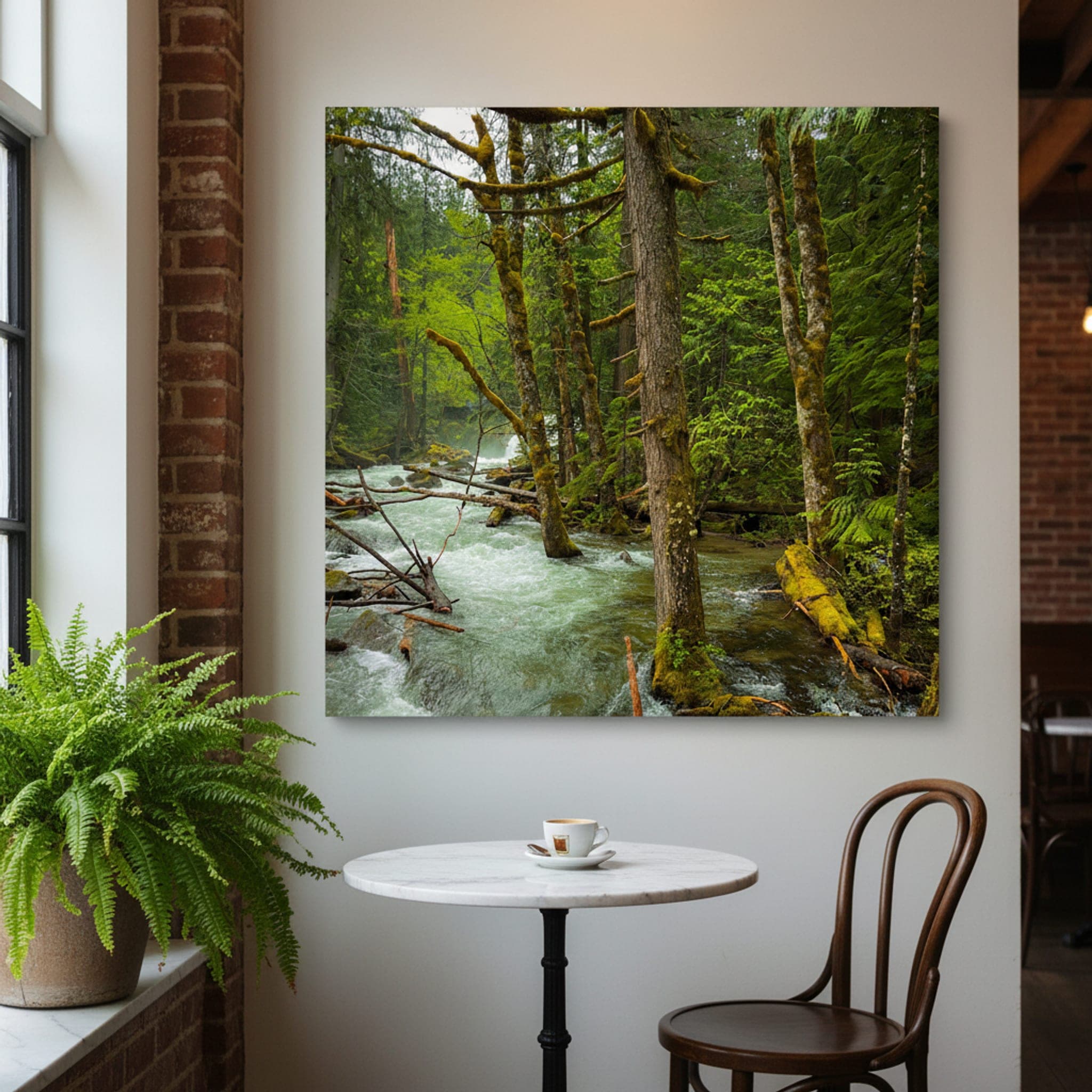 Emerald River's Embrace shown as a canvas print in a styled interior, view 3 of 3
