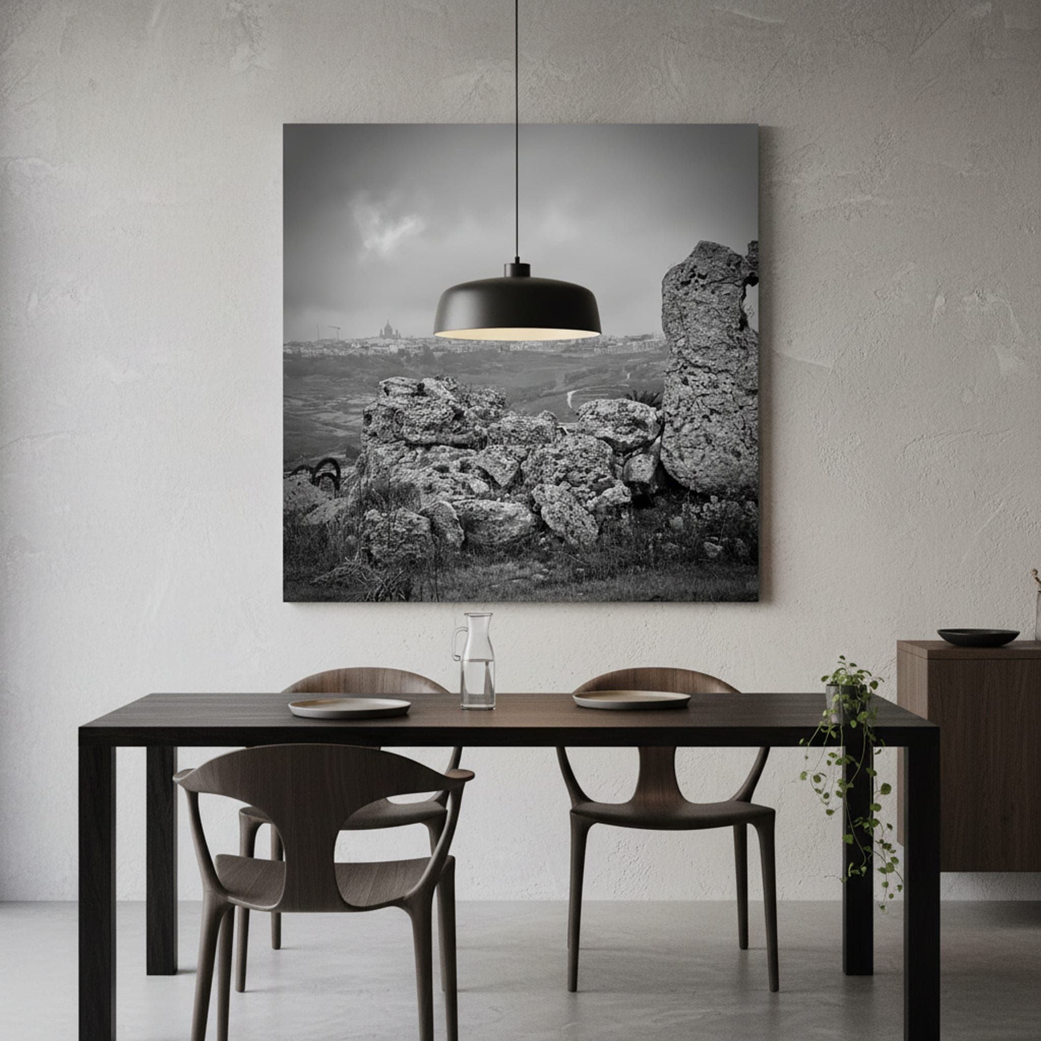 Maltese Stone Whispers shown as a canvas print in a styled interior, view 2 of 3