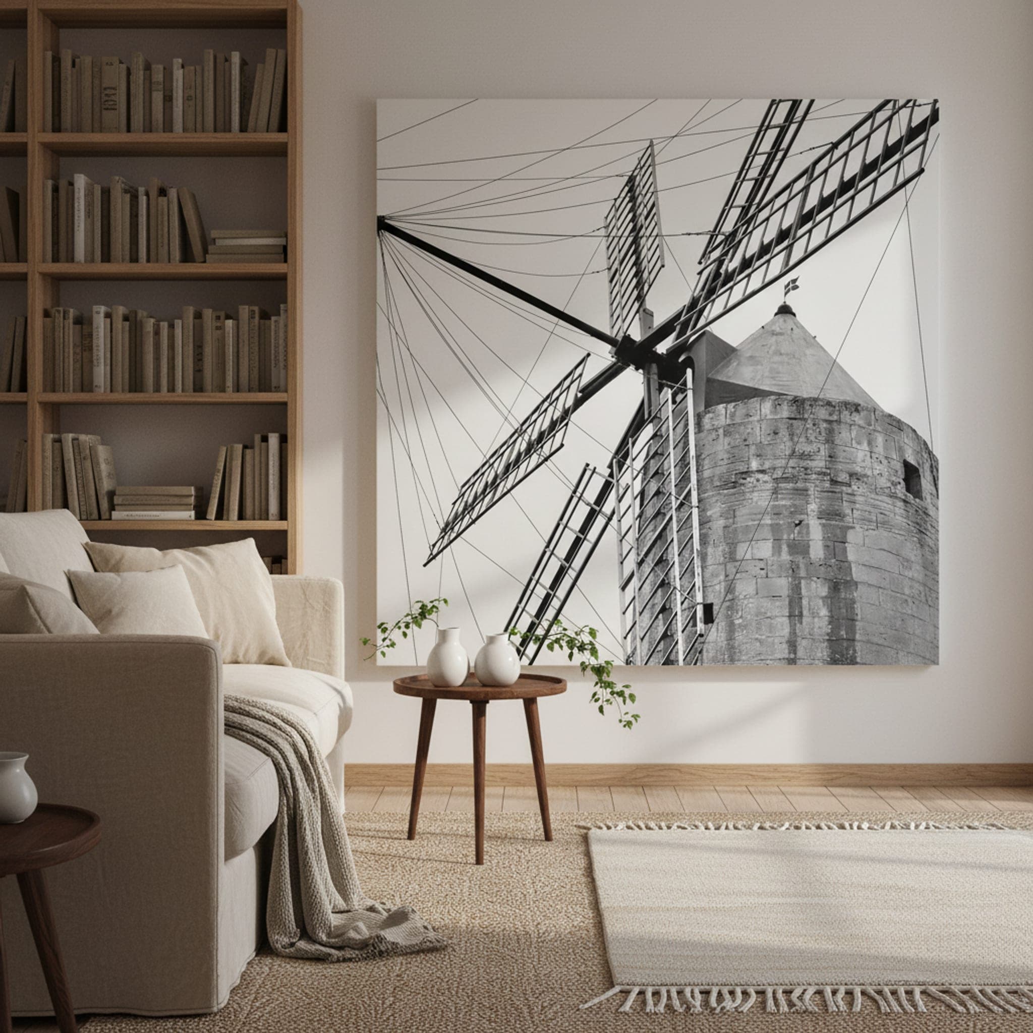 Windmill Sails Malta shown as a canvas print in a styled interior, view 3 of 3