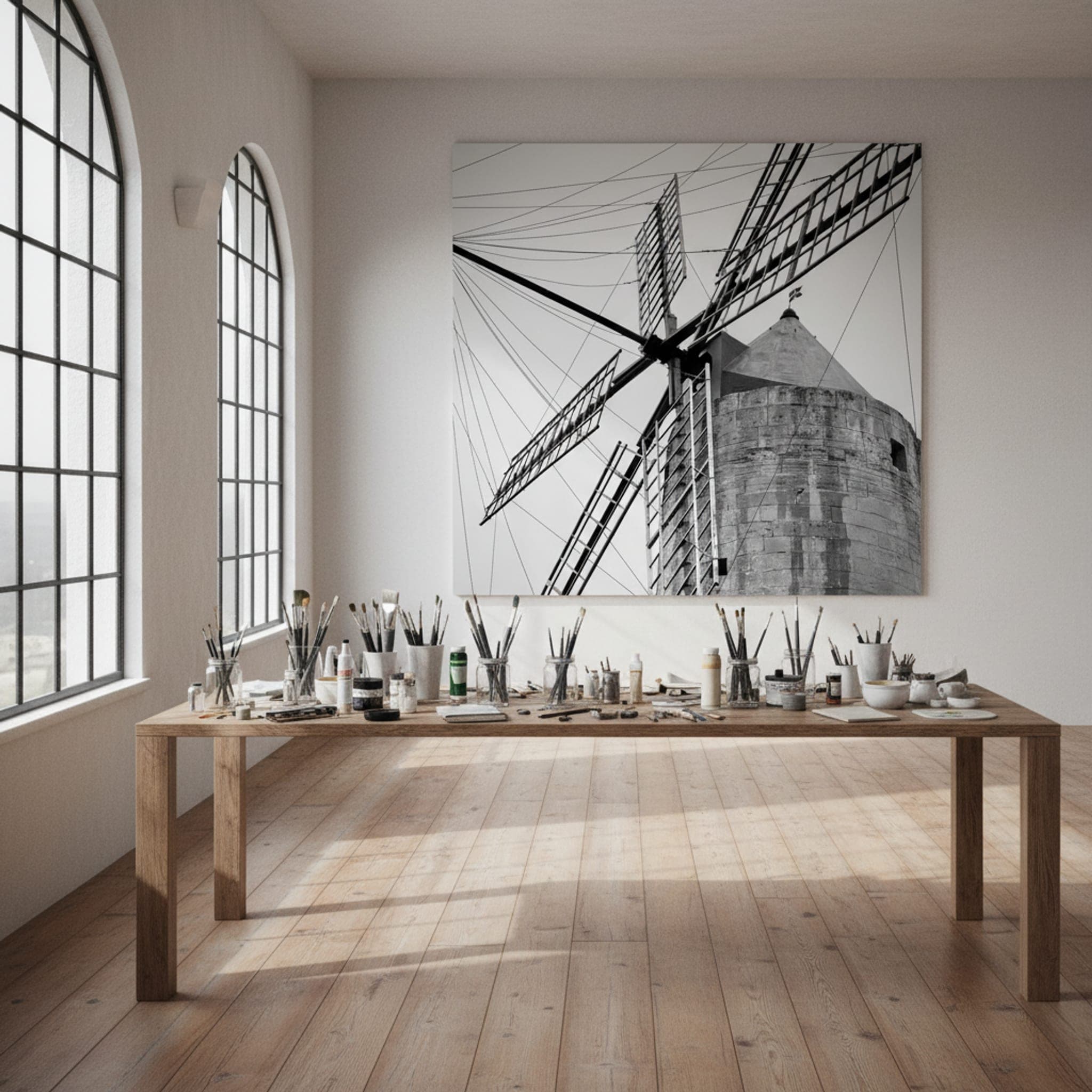 Windmill Sails Malta shown as a canvas print in a styled interior, view 2 of 3