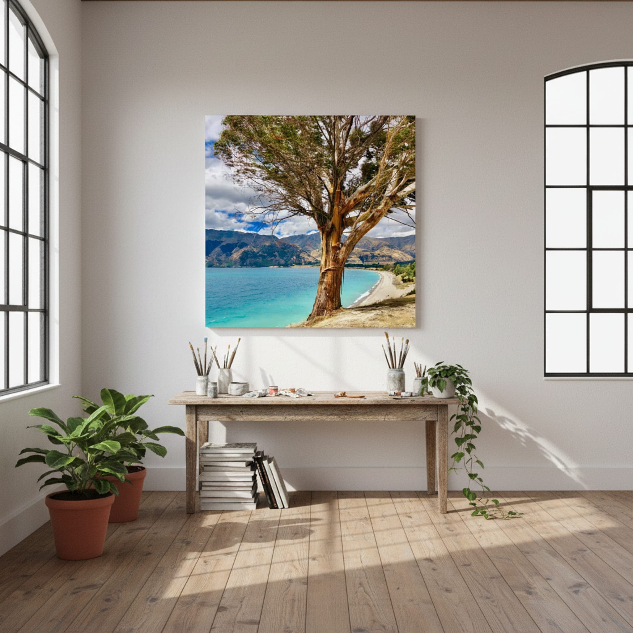 Hāwea's Windswept Sentinel shown as a canvas print in a styled interior, view 3 of 3