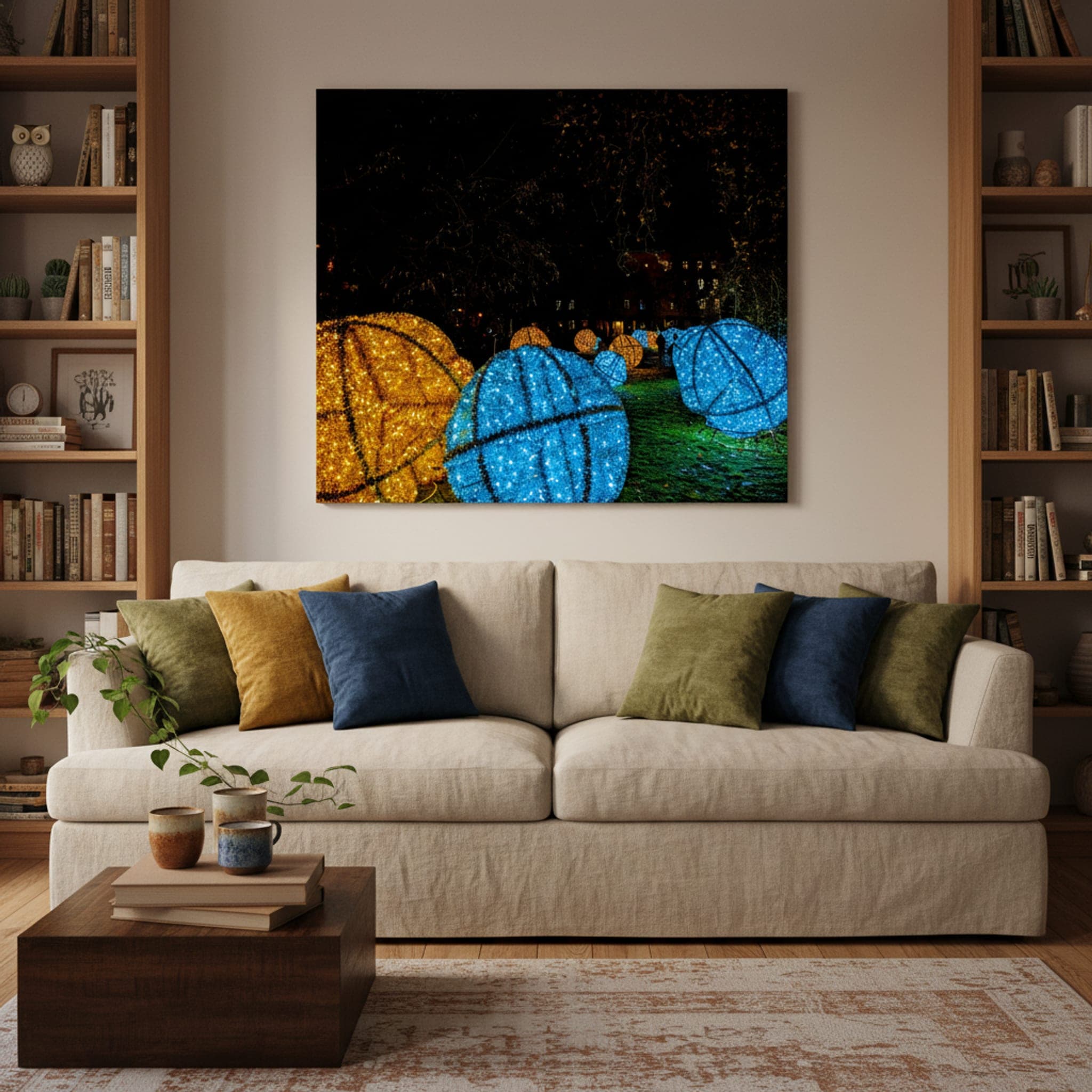 Wrocław's Winter Glow shown as a canvas print in a styled interior, view 3 of 3