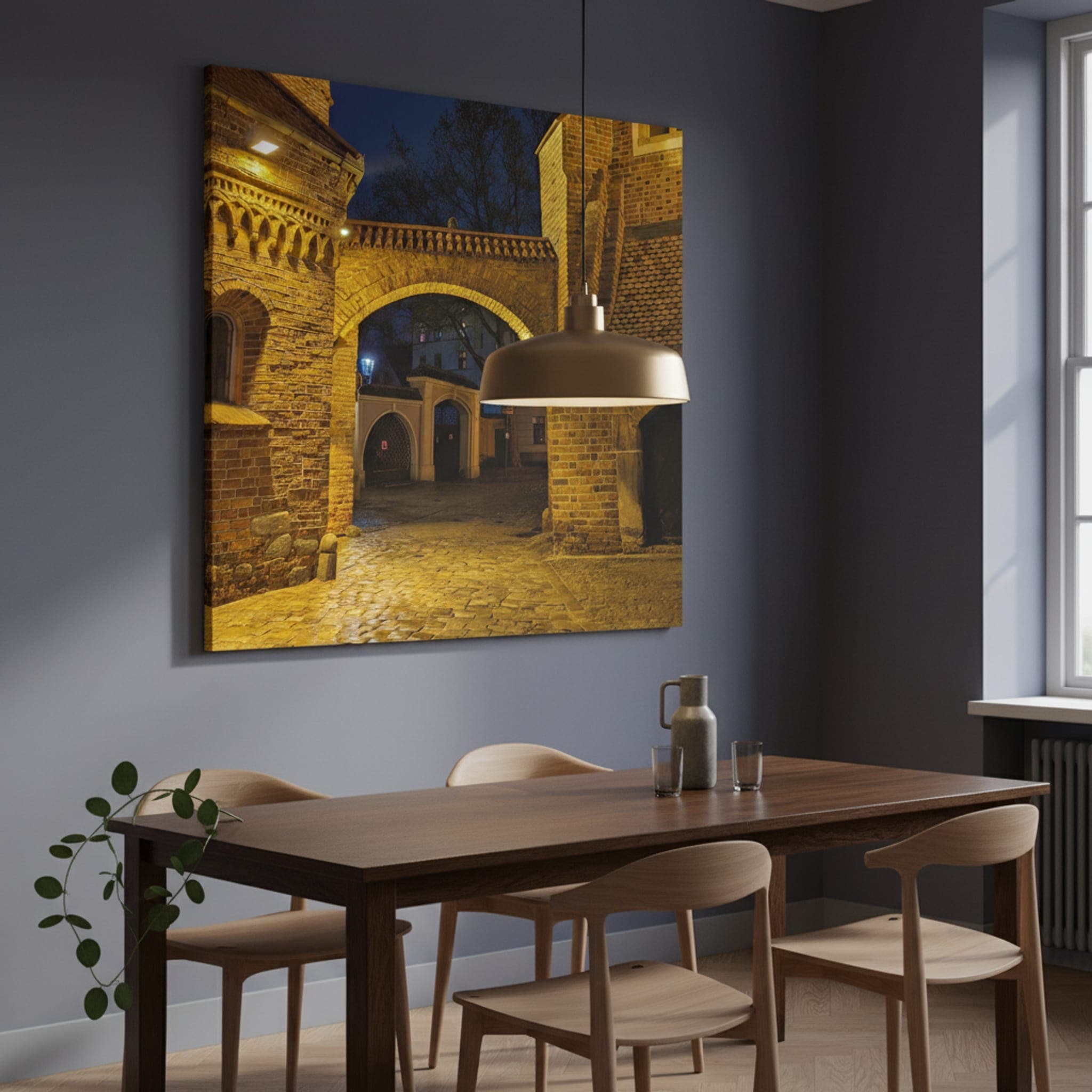 Wrocław's Whispering Archway shown as a canvas print in a styled interior, view 3 of 3