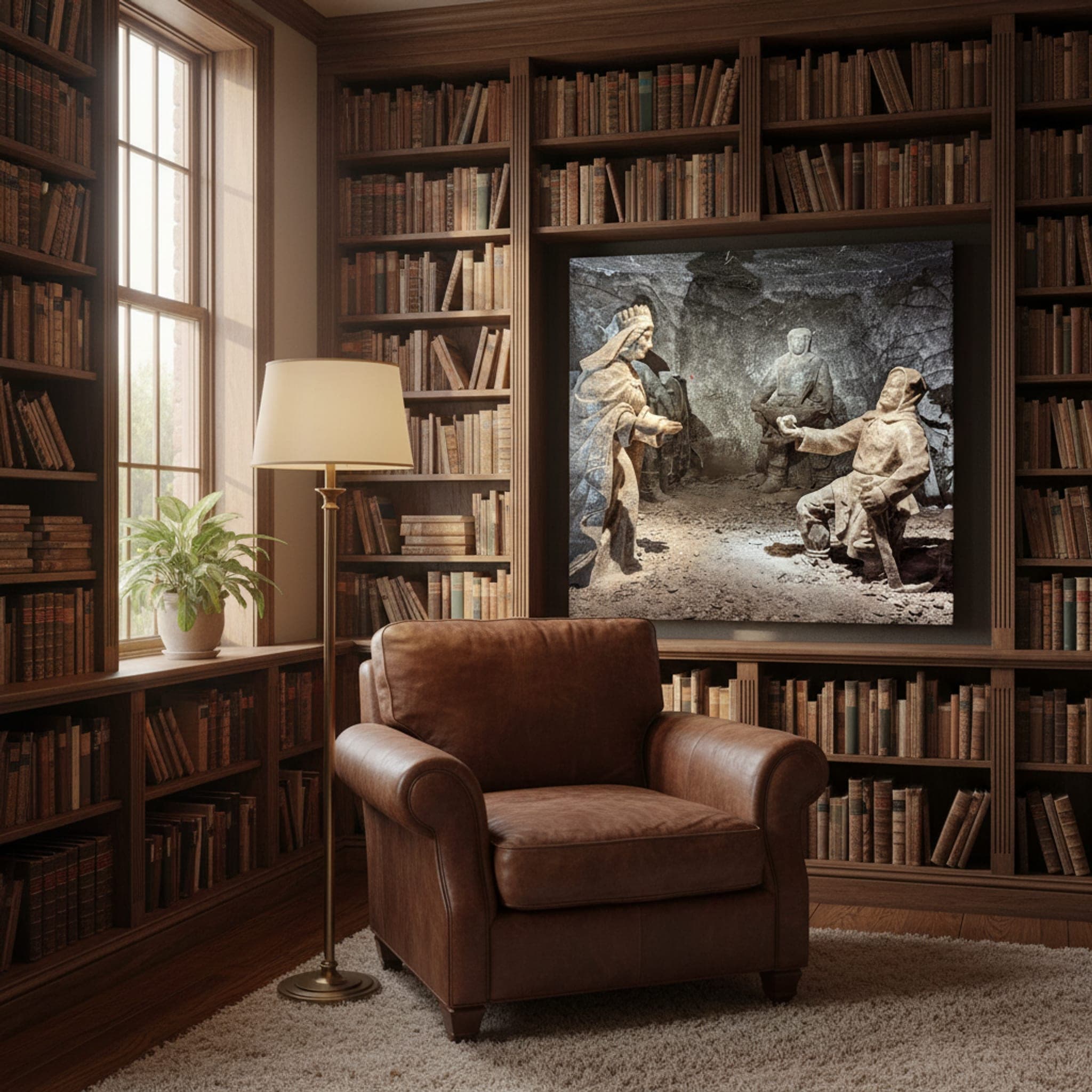 Salt Mine Figures shown as a canvas print in a styled interior, view 2 of 3