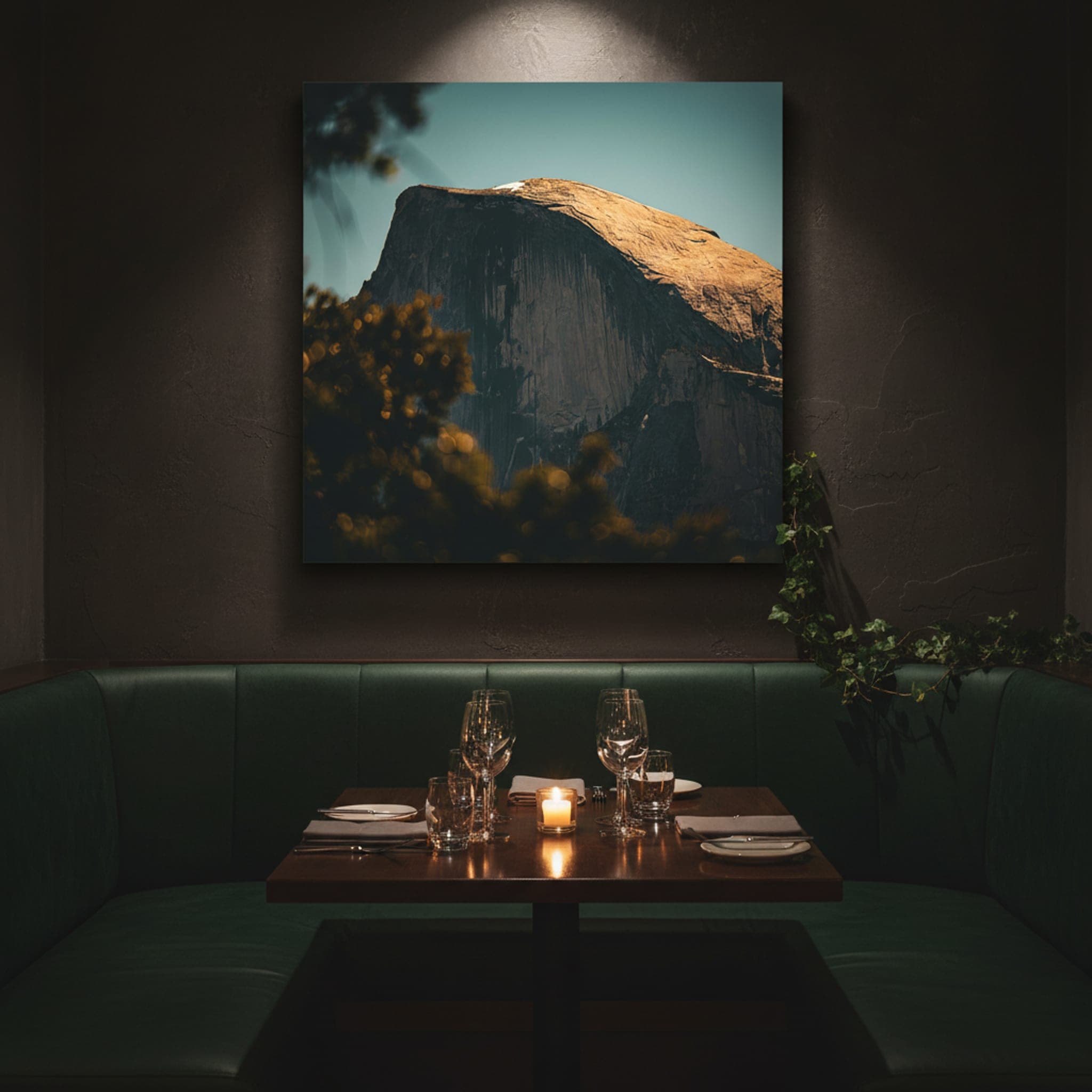 Golden Granite Summit shown as a canvas print in a styled interior, view 2 of 3