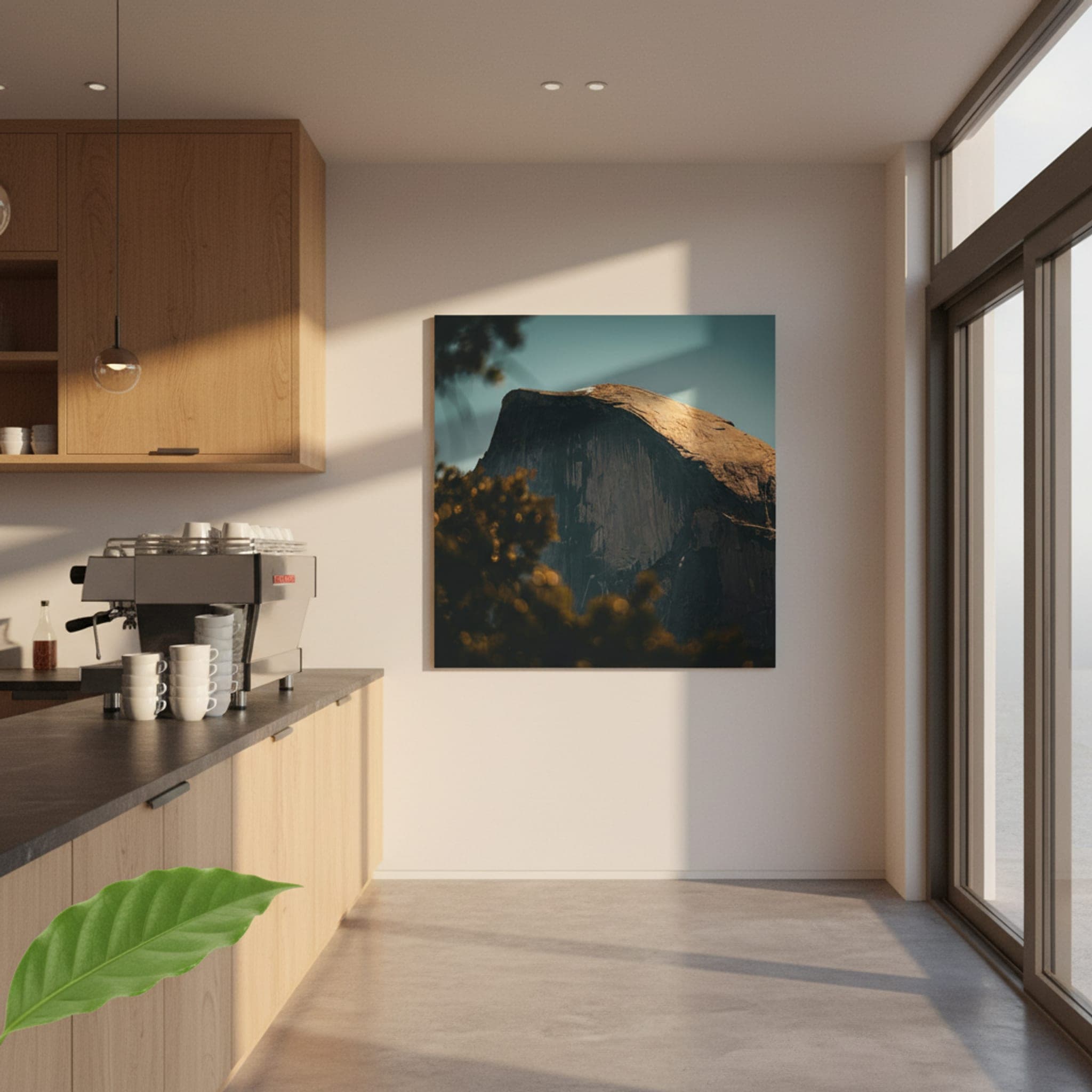 Golden Granite Summit shown as a canvas print in a styled interior, view 1 of 3