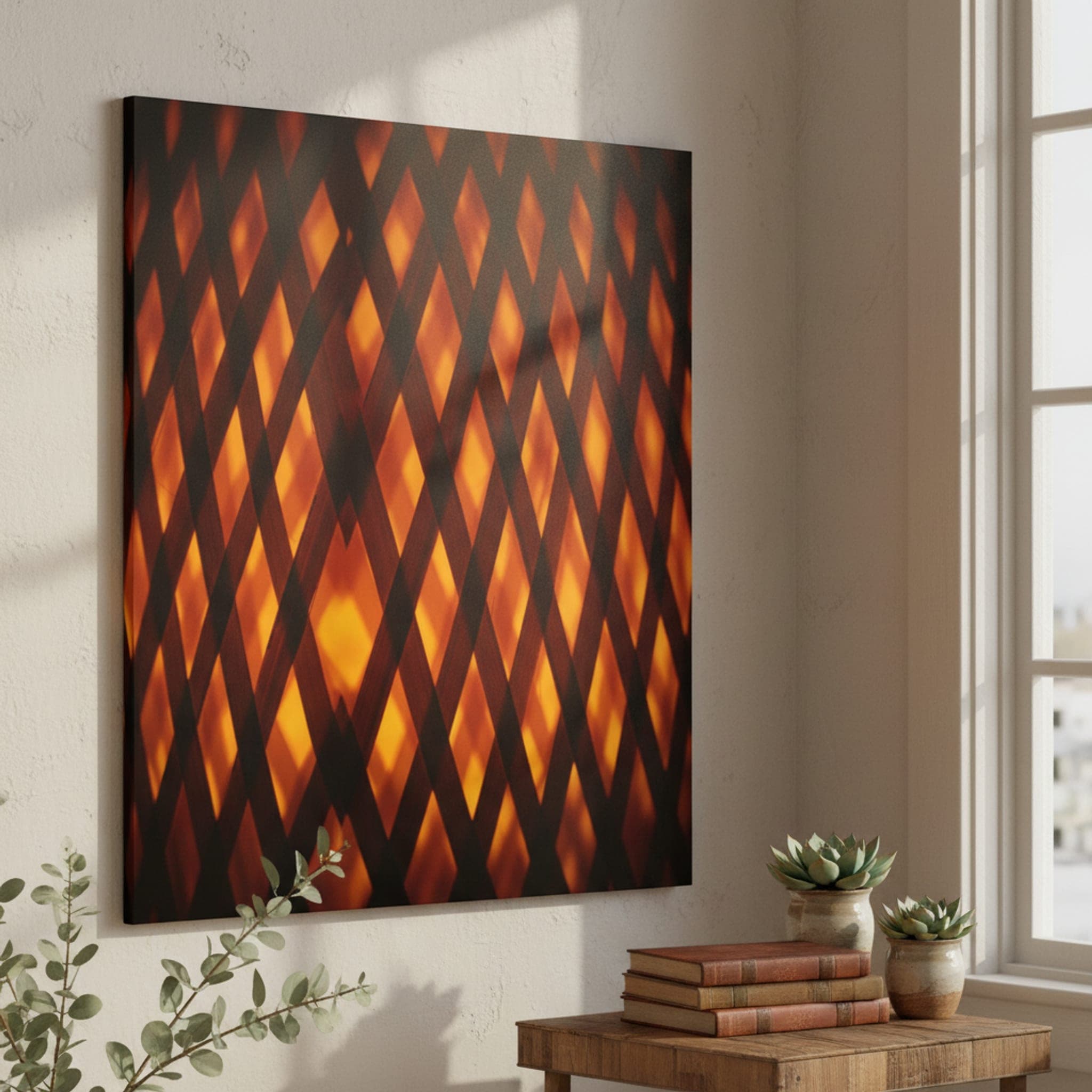 Bamboo Glow shown as a canvas print in a styled interior, view 1 of 3
