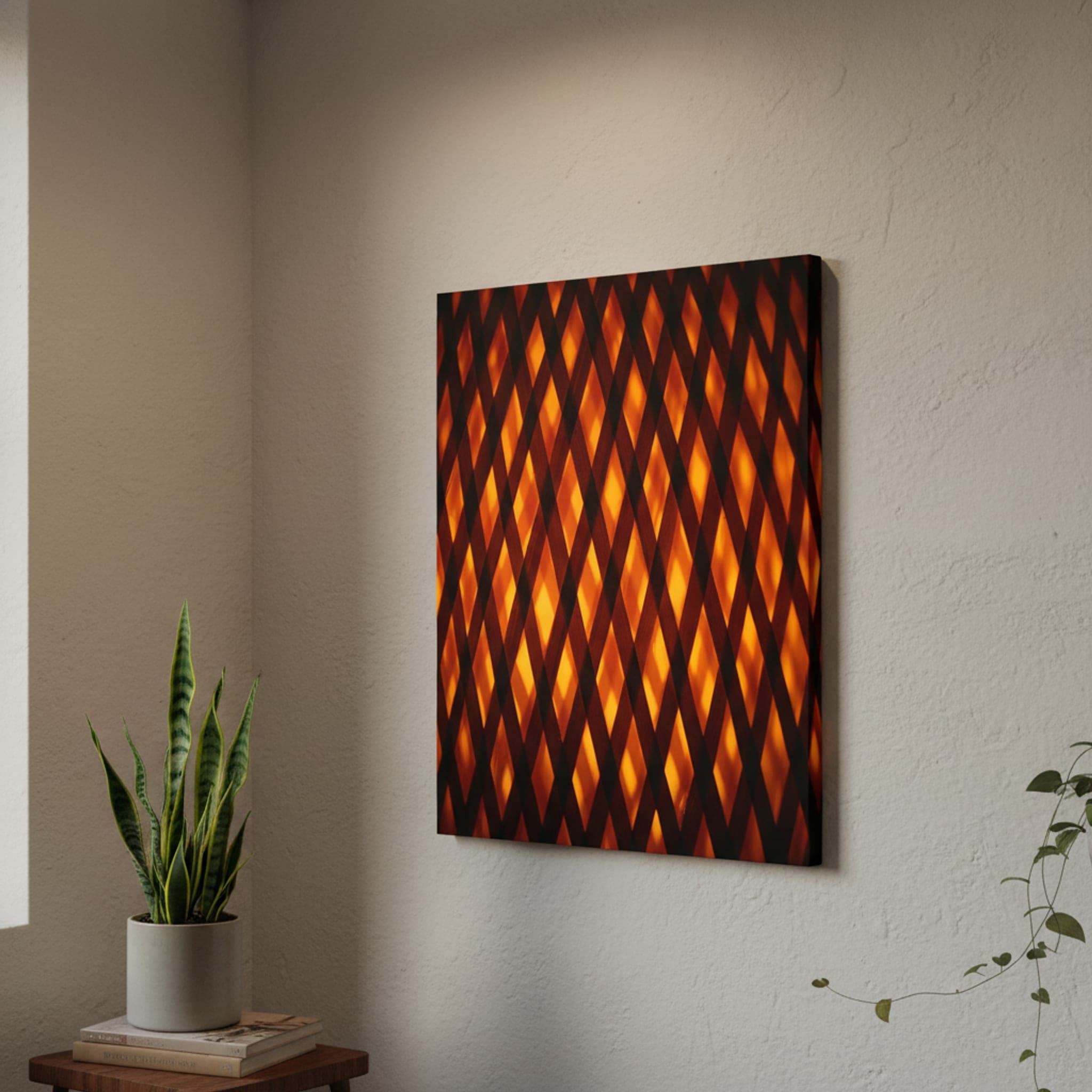 Bamboo Glow shown as a canvas print in a styled interior, view 3 of 3