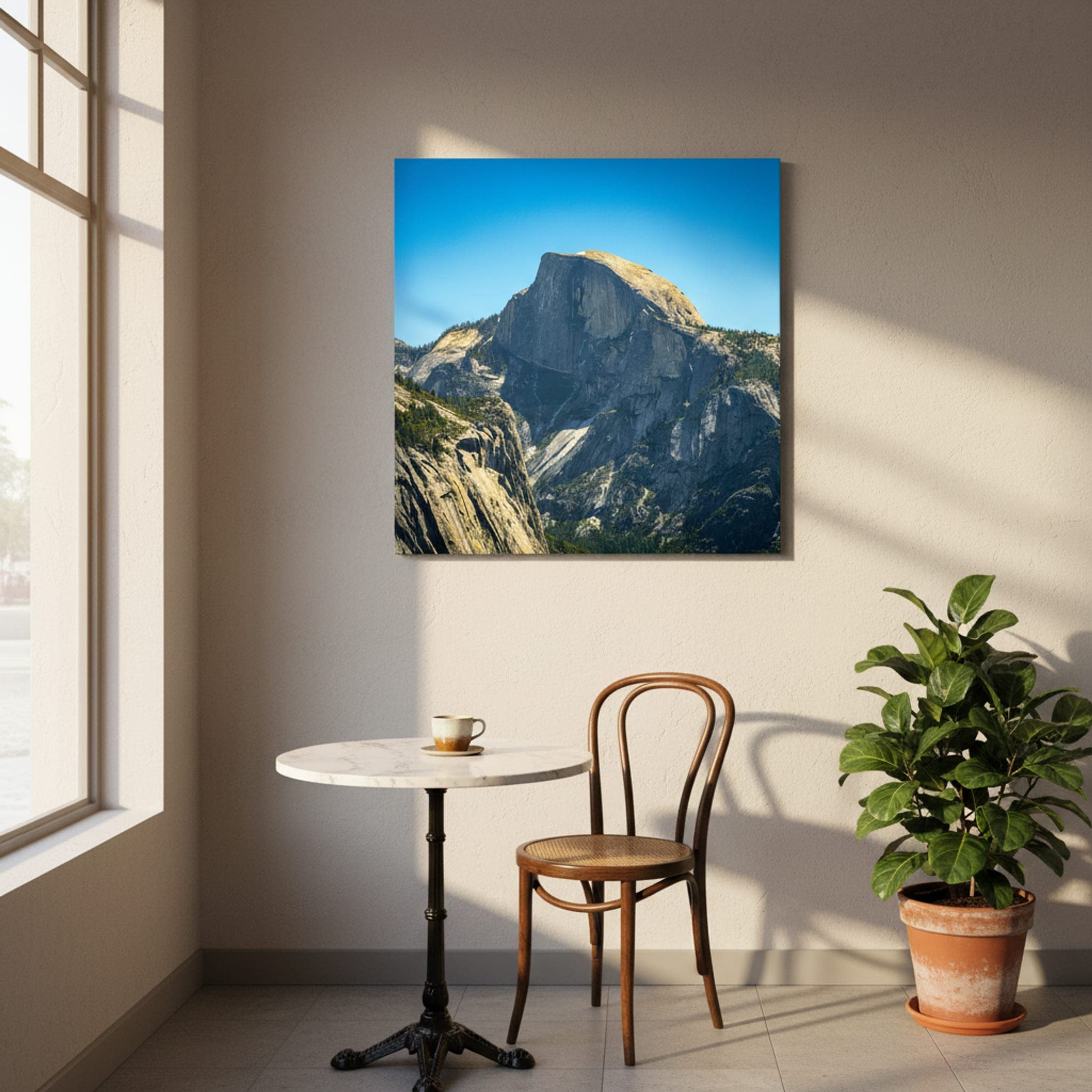 Yosemite's Granite Majesty shown as a canvas print in a styled interior, view 1 of 3
