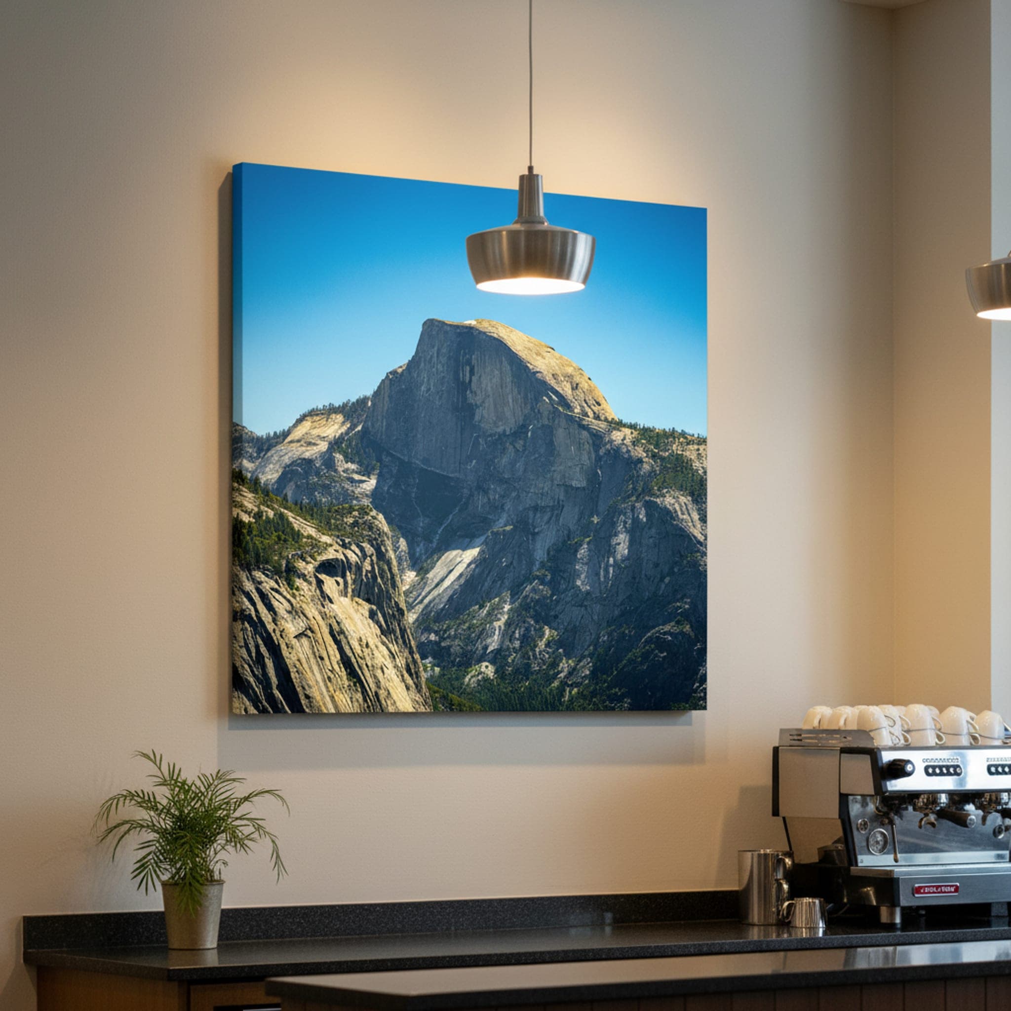Yosemite's Granite Majesty shown as a canvas print in a styled interior, view 2 of 3