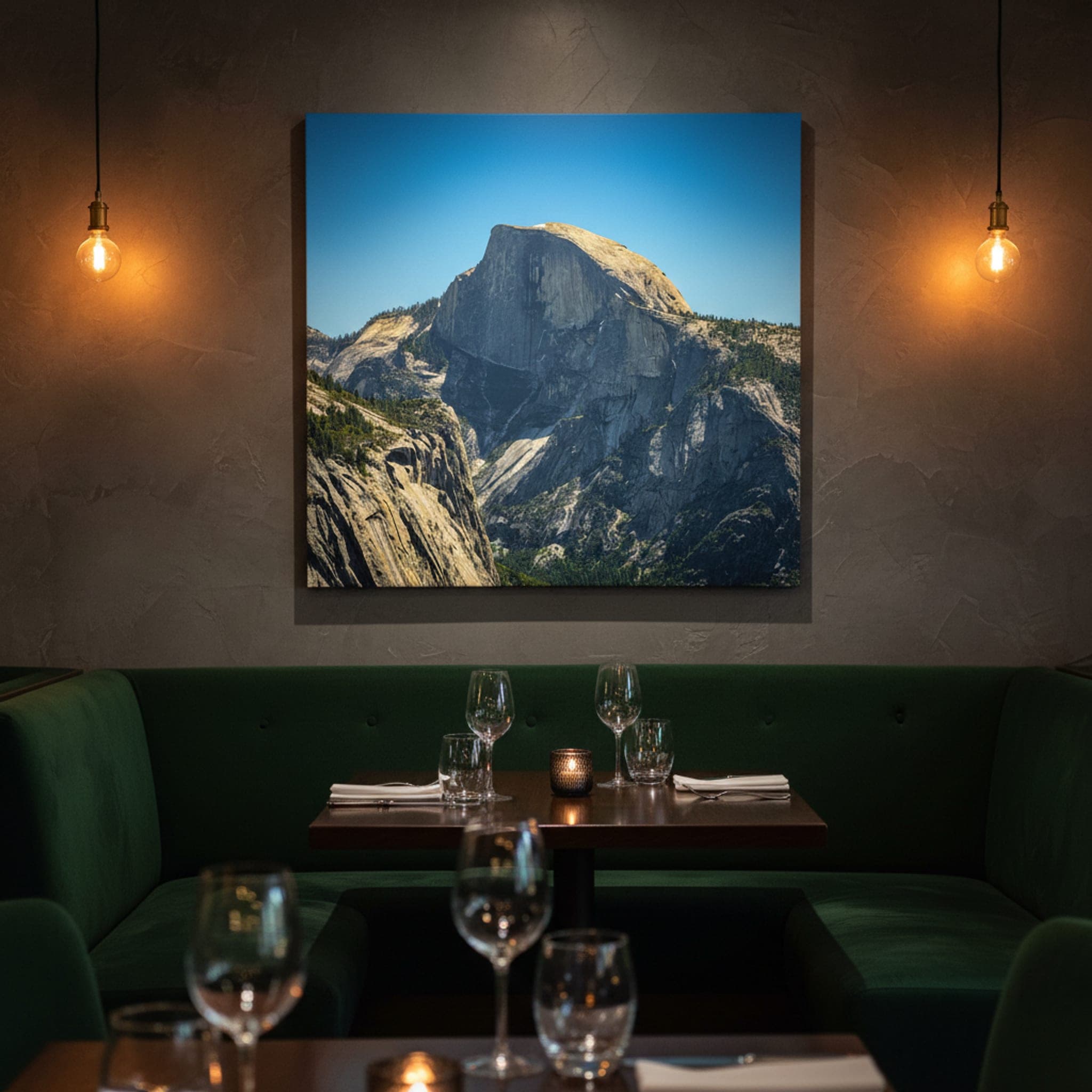 Yosemite's Granite Majesty shown as a canvas print in a styled interior, view 3 of 3