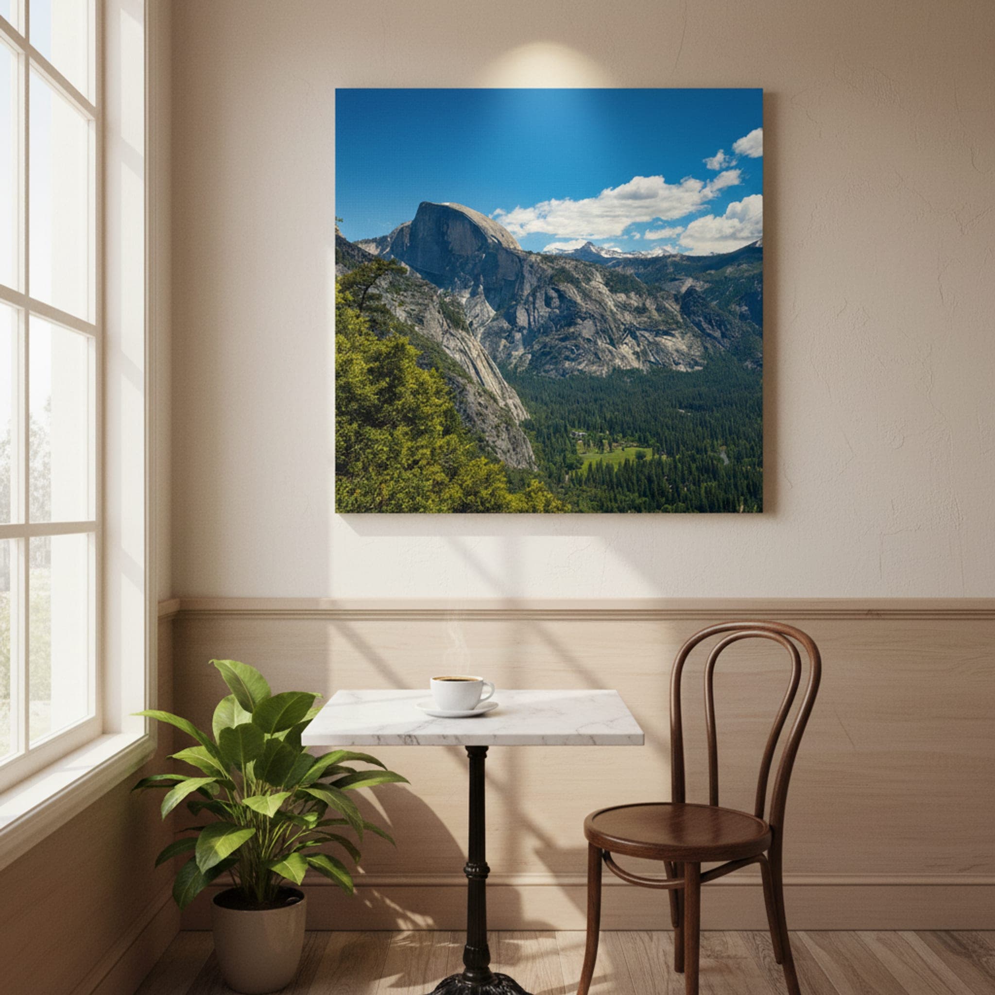 Yosemite's Granite Majesty shown as a canvas print in a styled interior, view 1 of 3