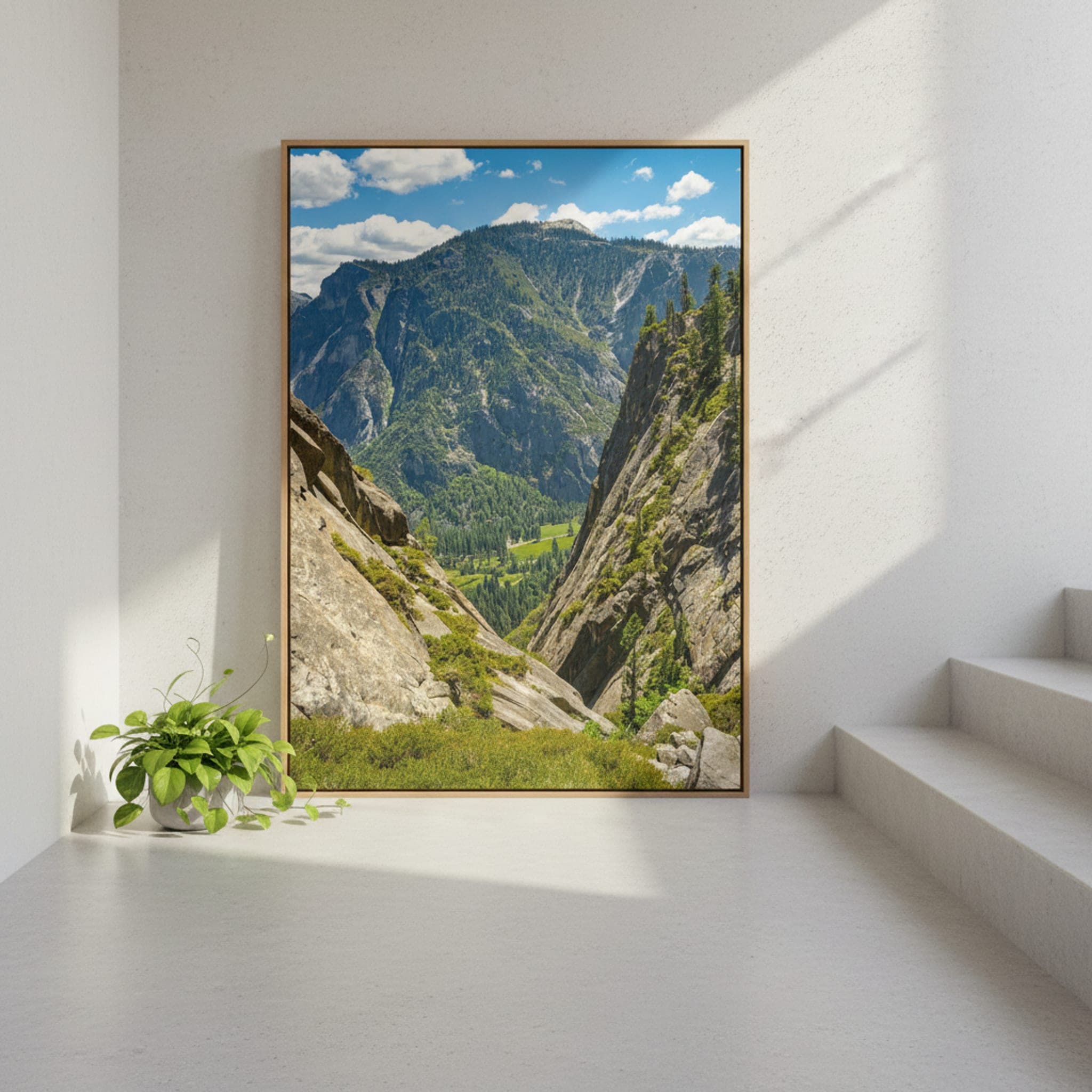 Yosemite Valley's Embrace shown as a canvas print in a styled interior, view 3 of 3