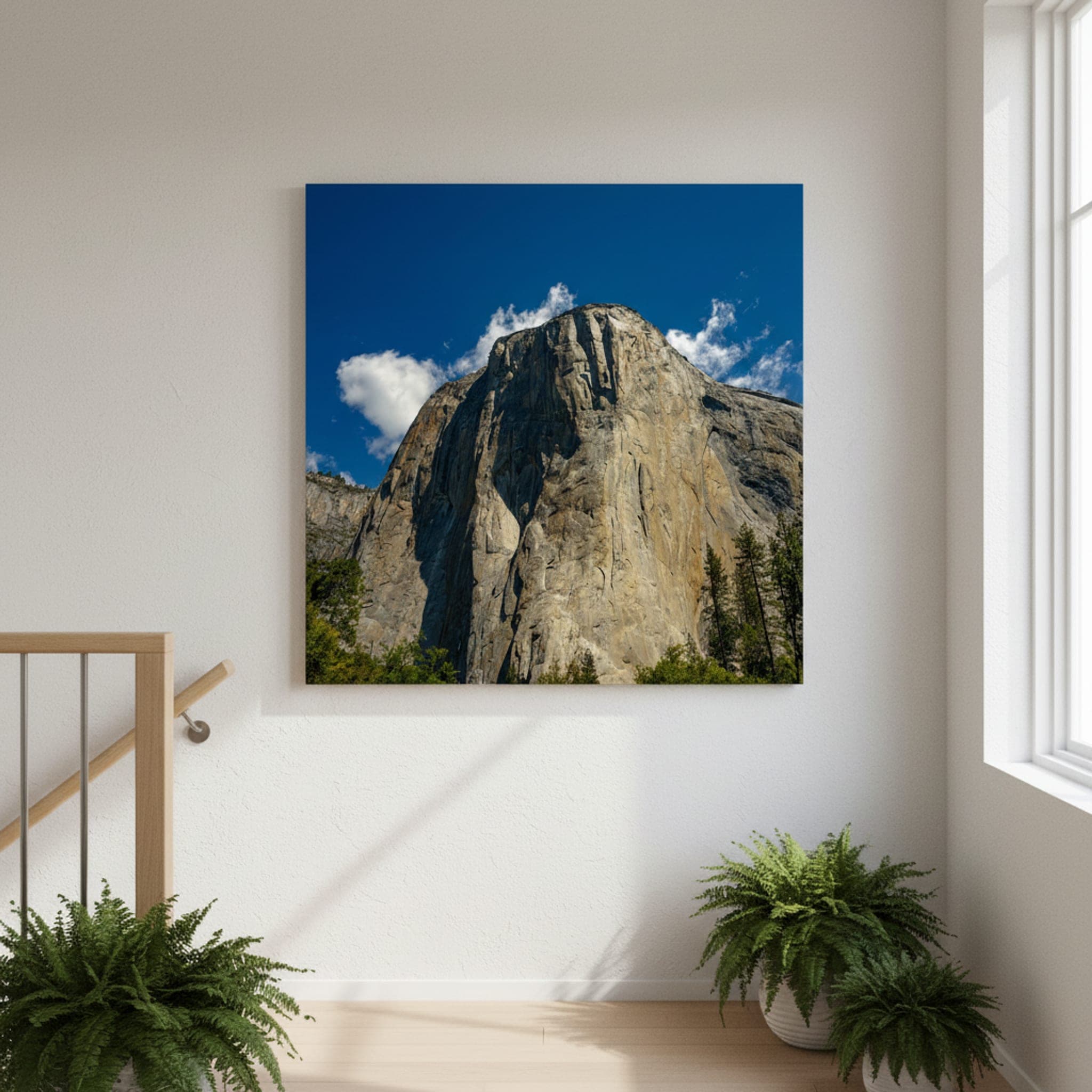 El Capitan's Granite Majesty shown as a canvas print in a styled interior, view 3 of 3