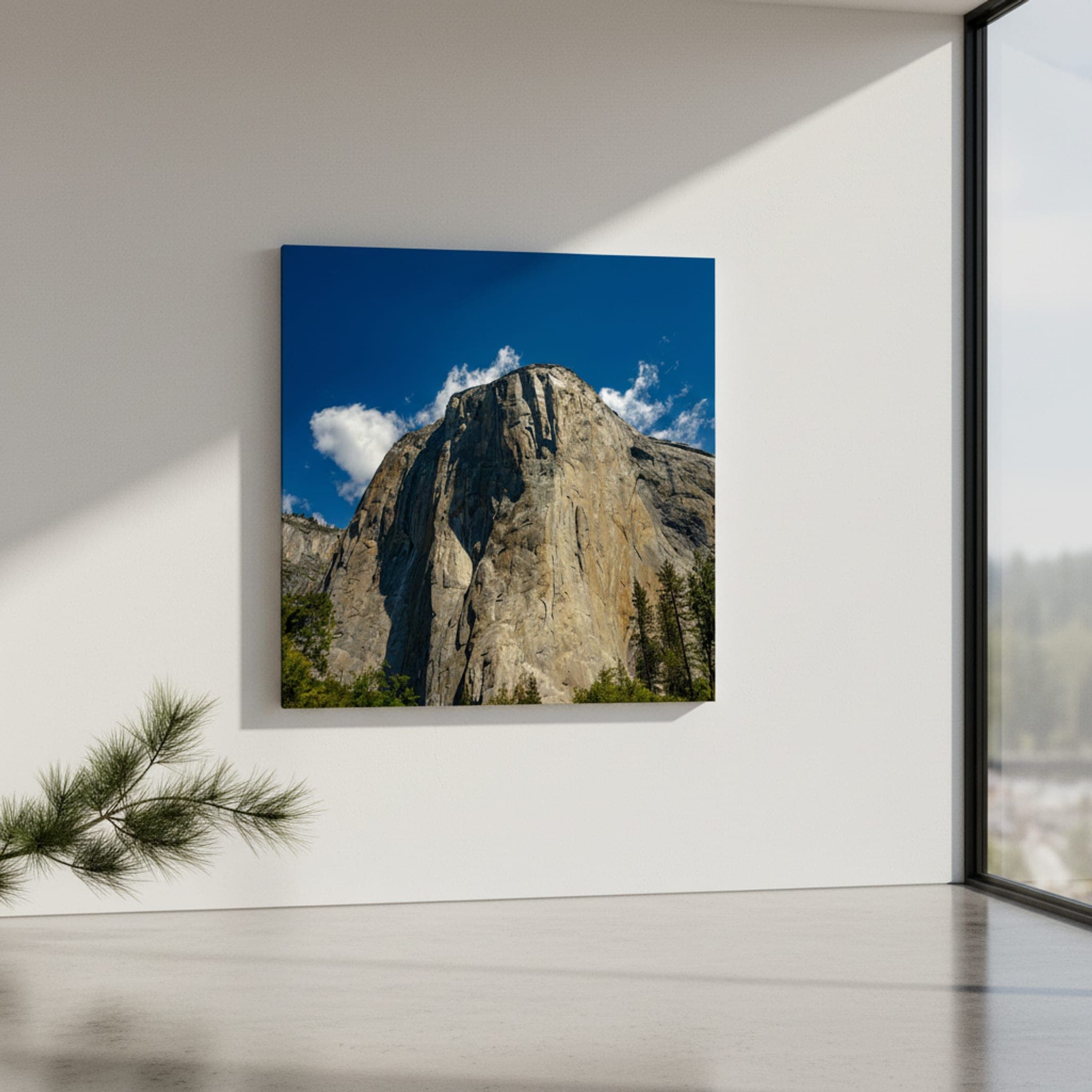 El Capitan's Granite Majesty shown as a canvas print in a styled interior, view 2 of 3