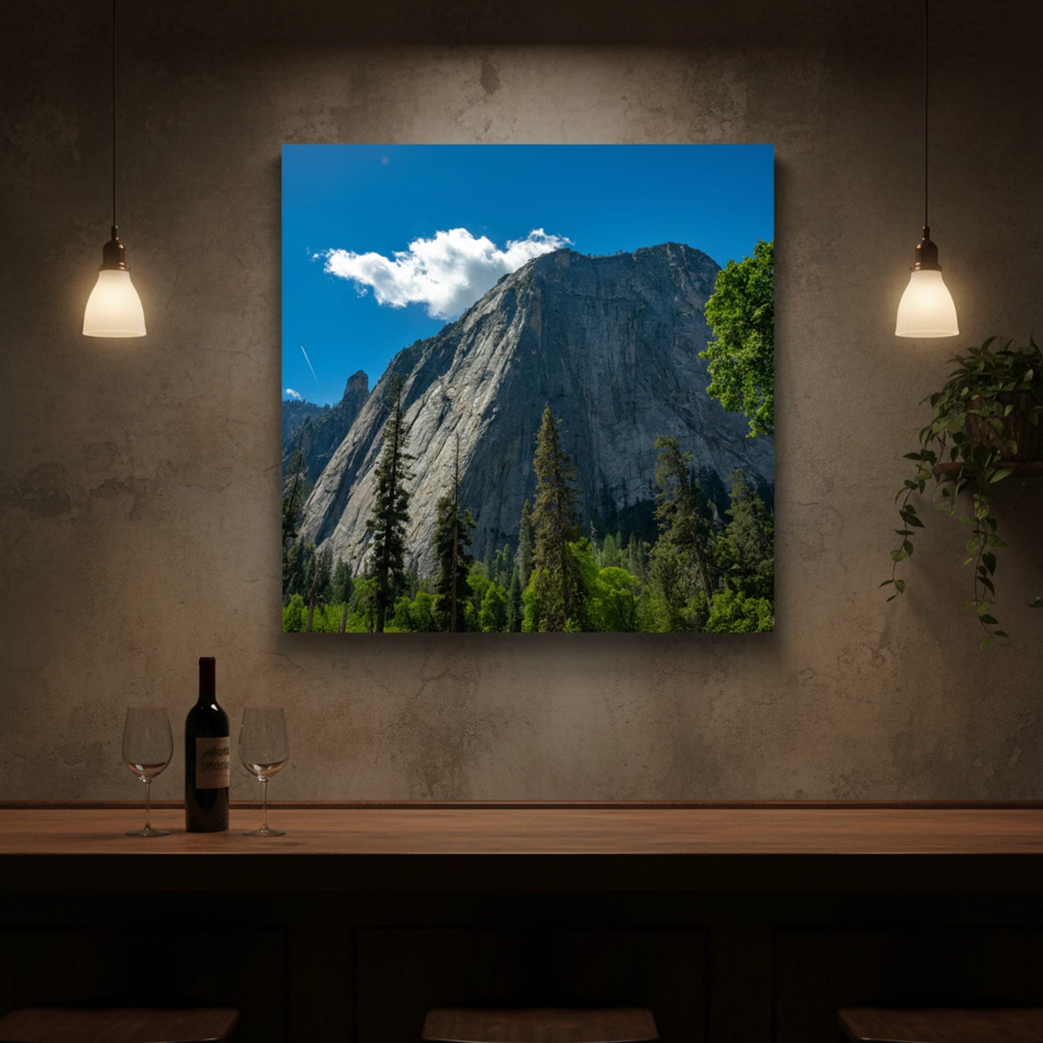 Yosemite's Granite Majesty shown as a canvas print in a styled interior, view 1 of 3
