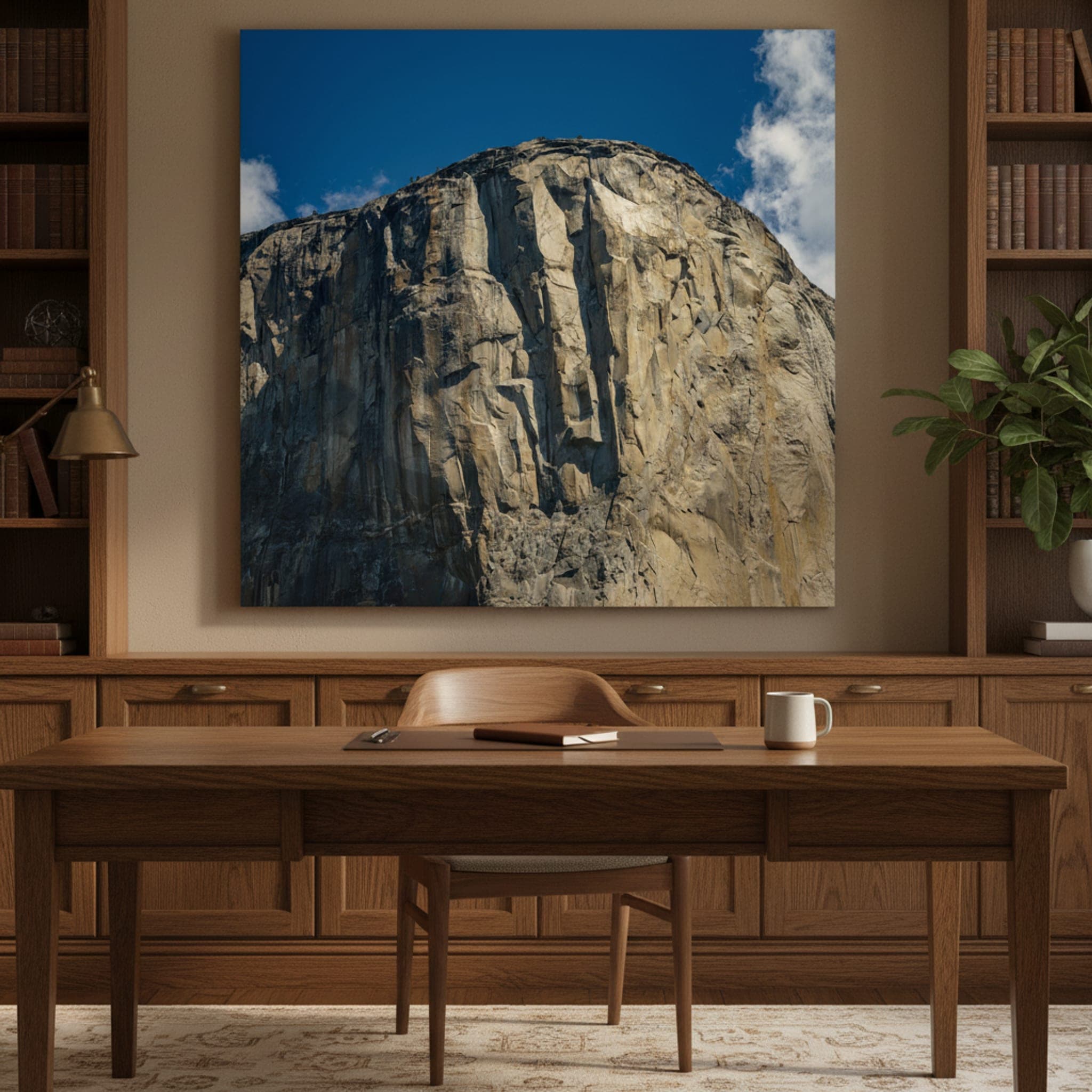 El Capitan's Granite Majesty shown as a canvas print in a styled interior, view 1 of 3
