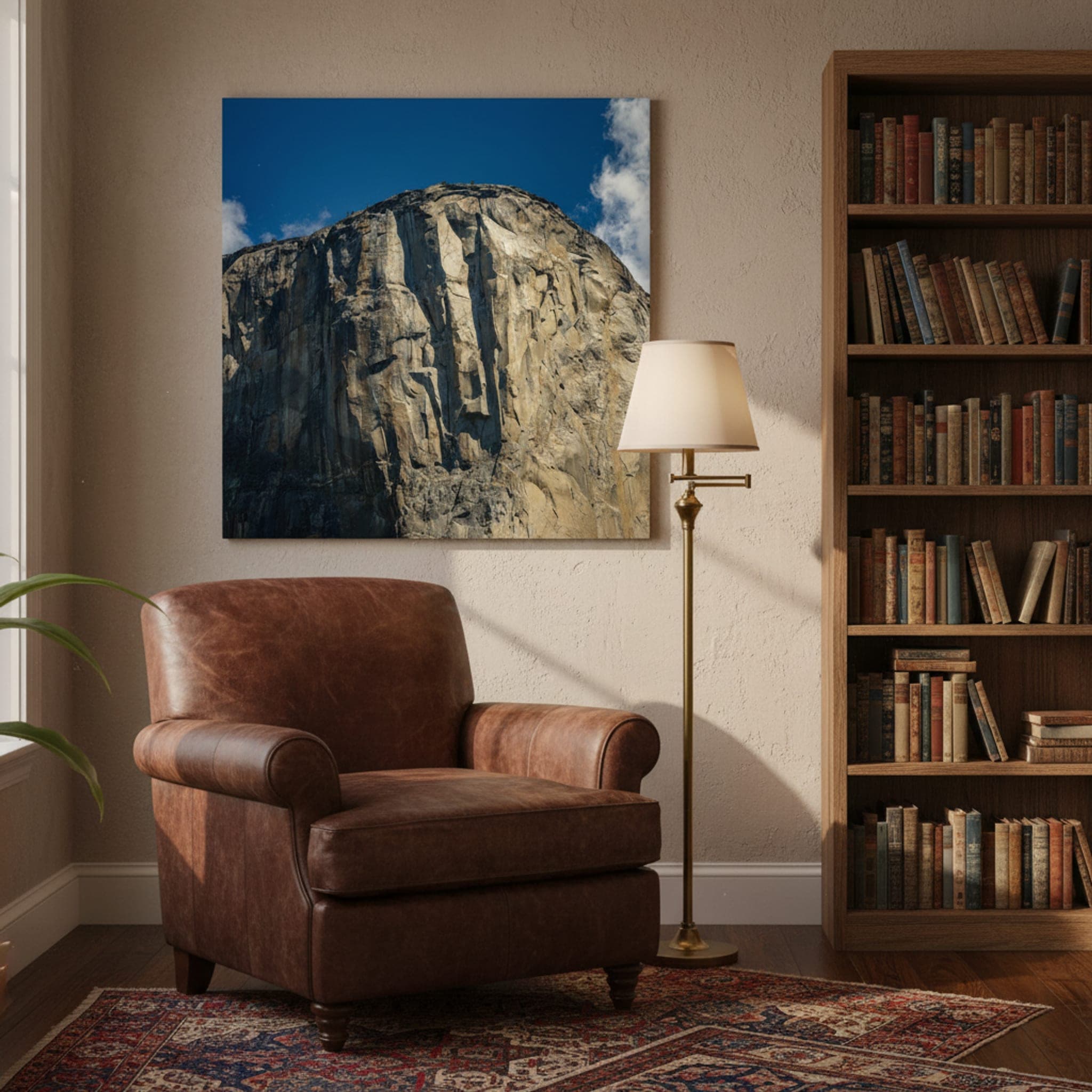 El Capitan's Granite Majesty shown as a canvas print in a styled interior, view 2 of 3