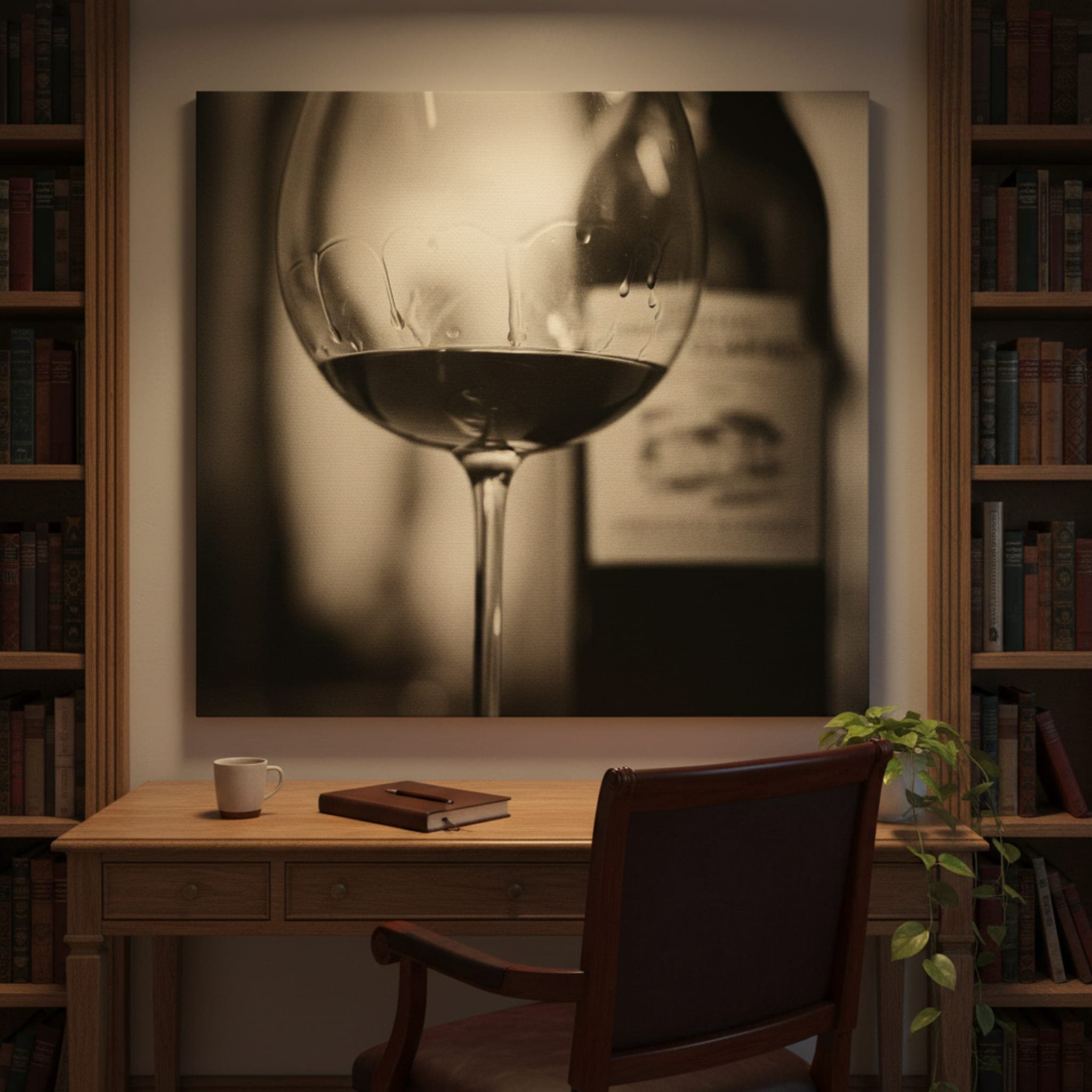 Crimson Reflection shown as a canvas print in a styled interior, view 3 of 3