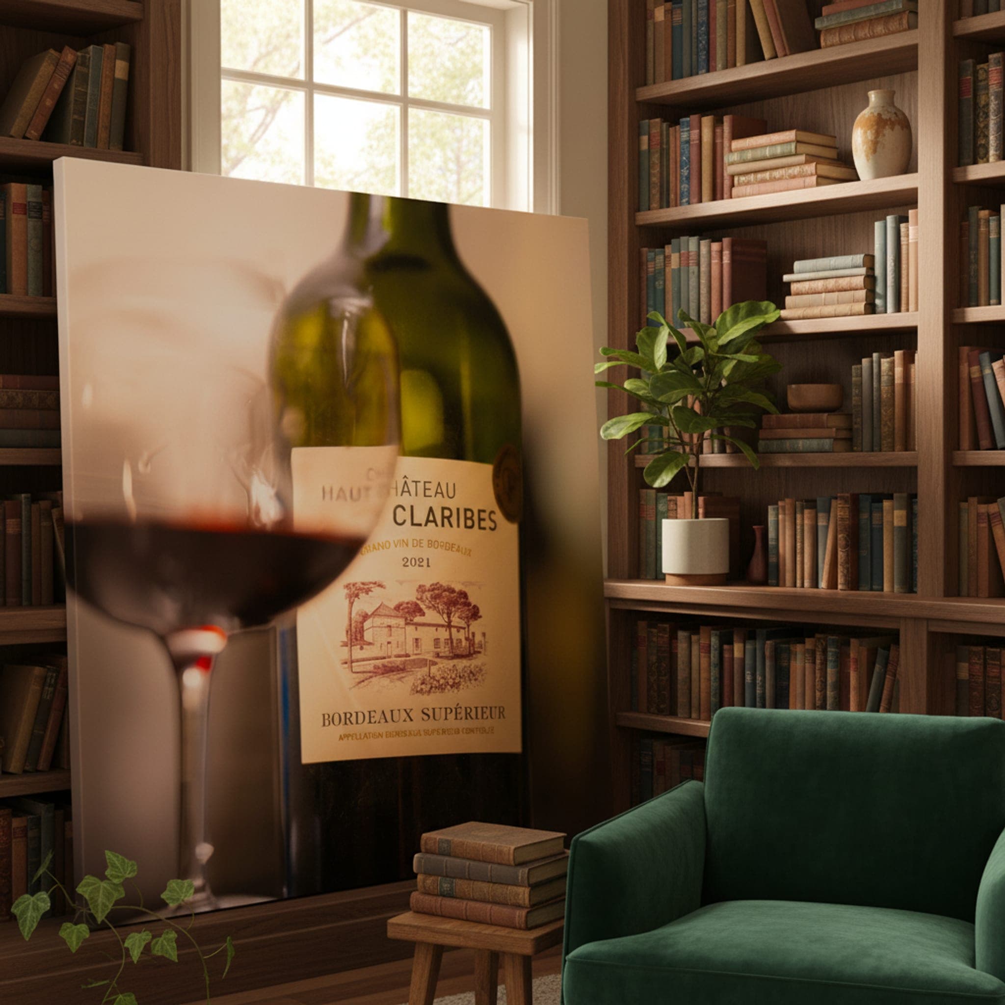Bordeaux Evening Calm shown as a canvas print in a styled interior, view 3 of 3