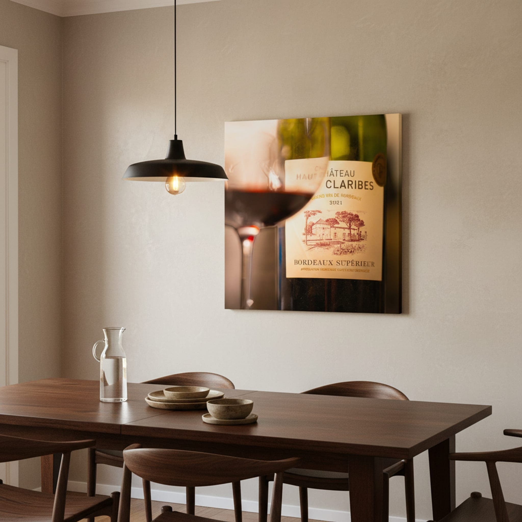 Bordeaux Evening Calm shown as a canvas print in a styled interior, view 1 of 3