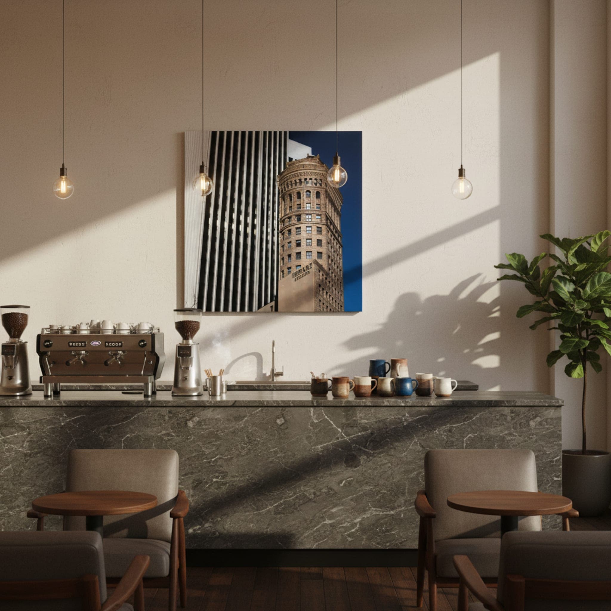 San Francisco's Architectural Dialogue shown as a canvas print in a styled interior, view 2 of 3