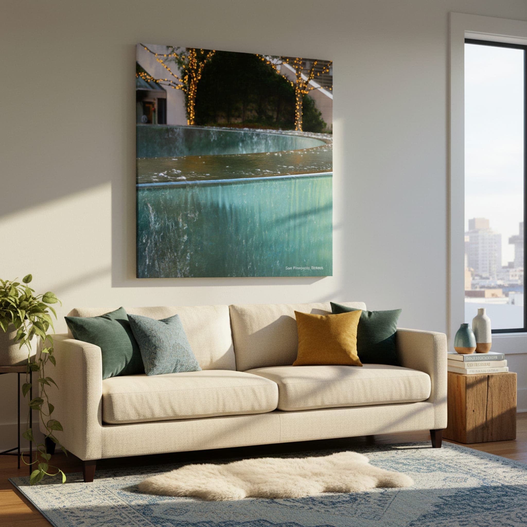 San Francisco Cascade shown as a canvas print in a styled interior, view 1 of 3