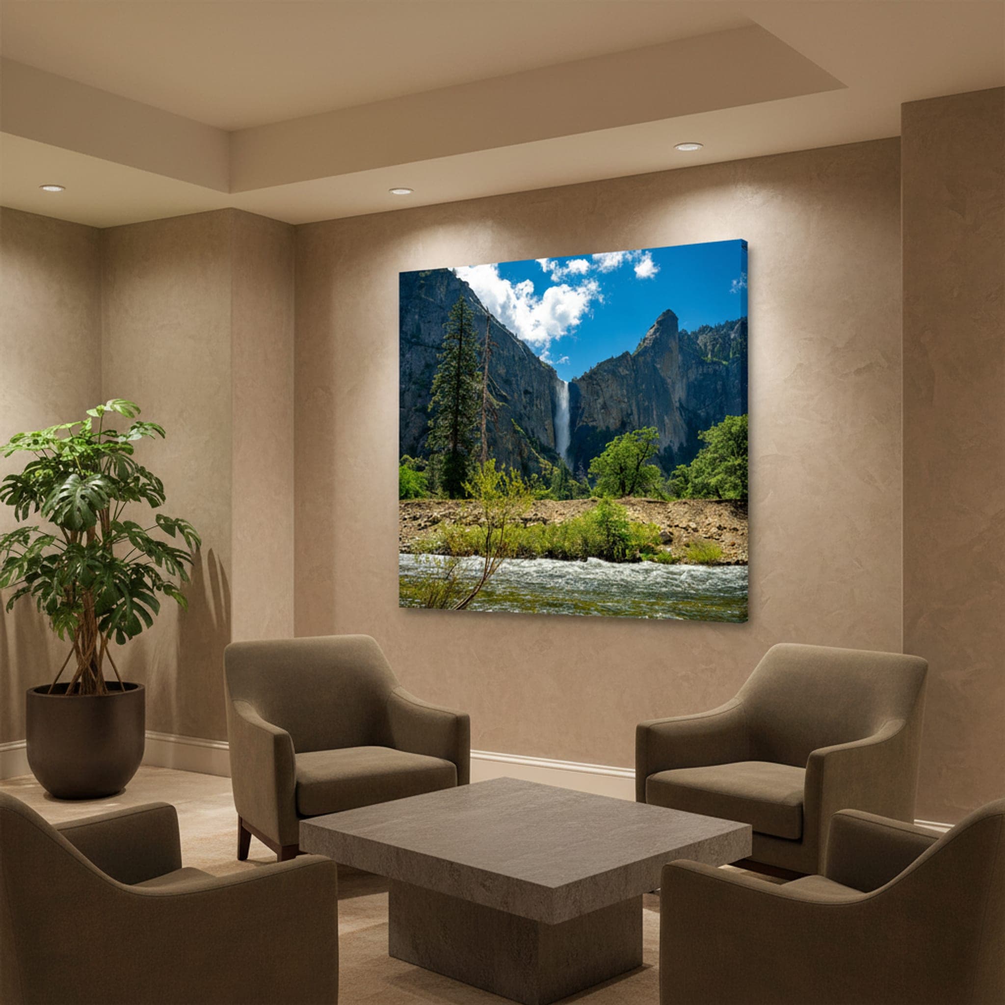 Yosemite's Veiled Giant shown as a canvas print in a styled interior, view 3 of 3