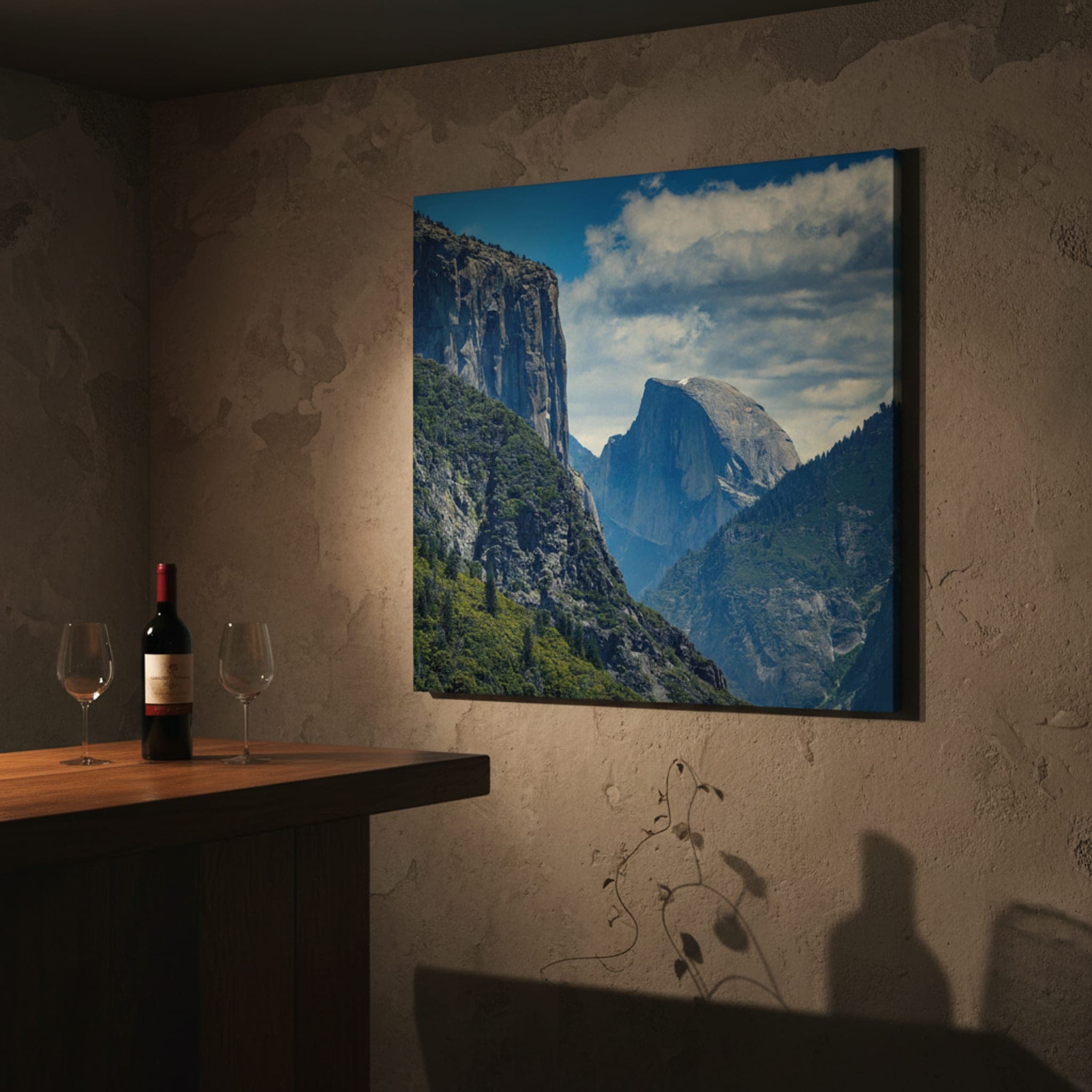 Yosemite Valley Giants shown as a canvas print in a styled interior, view 3 of 3