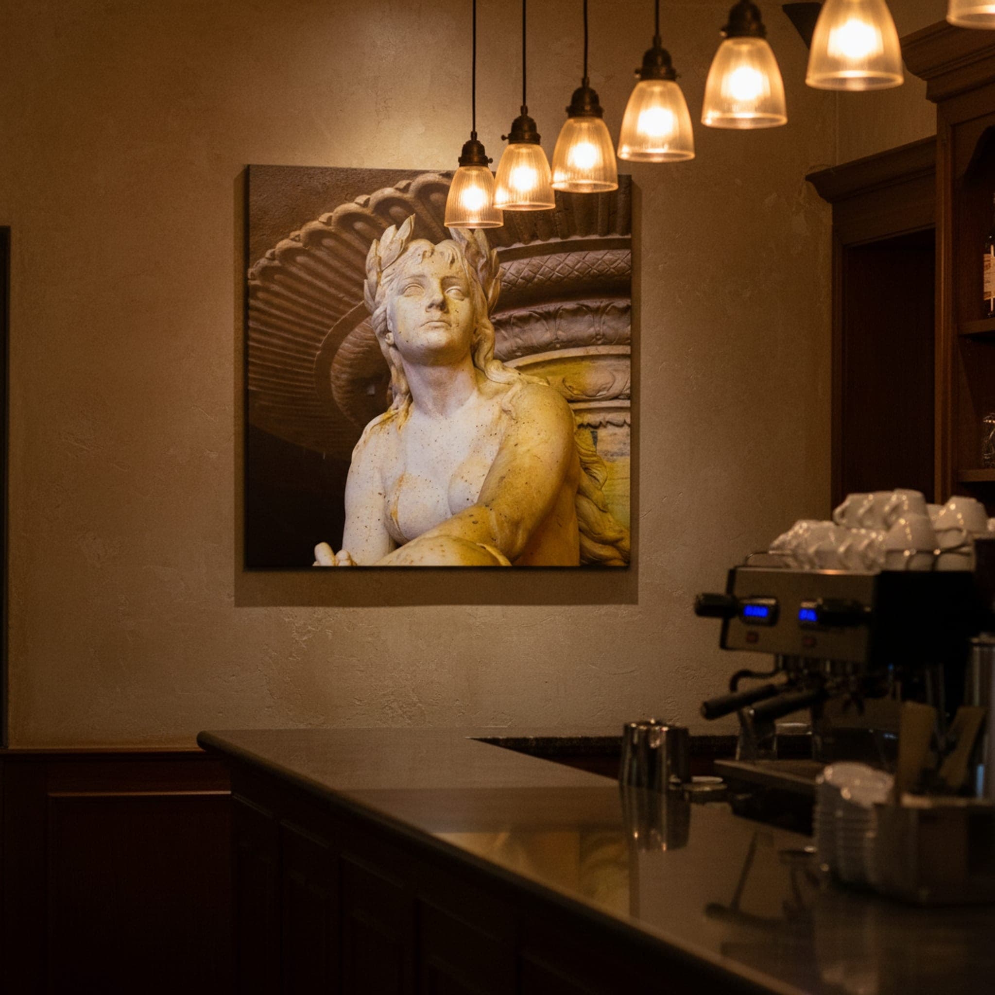 Eternal Embrace in Stone shown as a canvas print in a styled interior, view 1 of 3