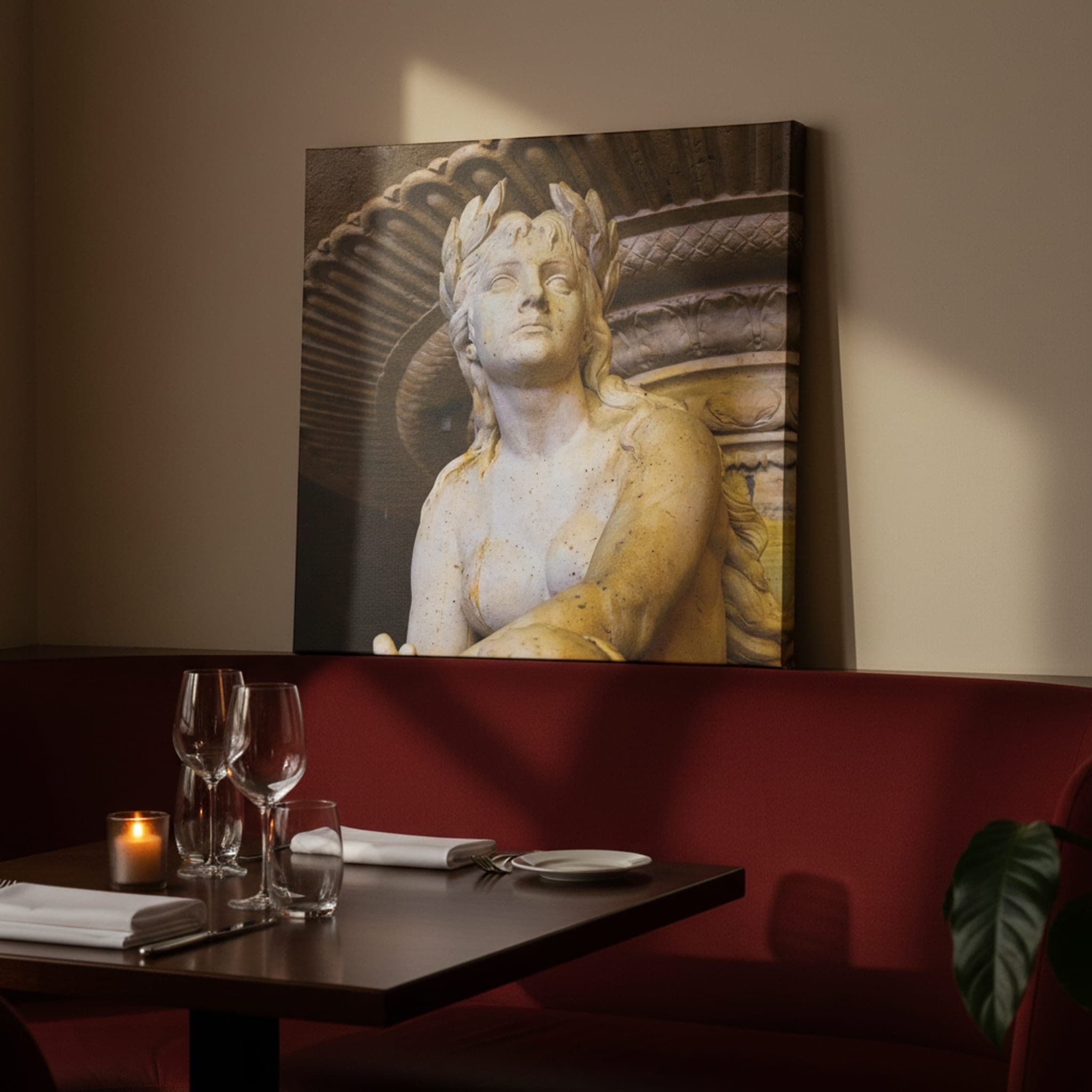 Eternal Embrace in Stone shown as a canvas print in a styled interior, view 2 of 3