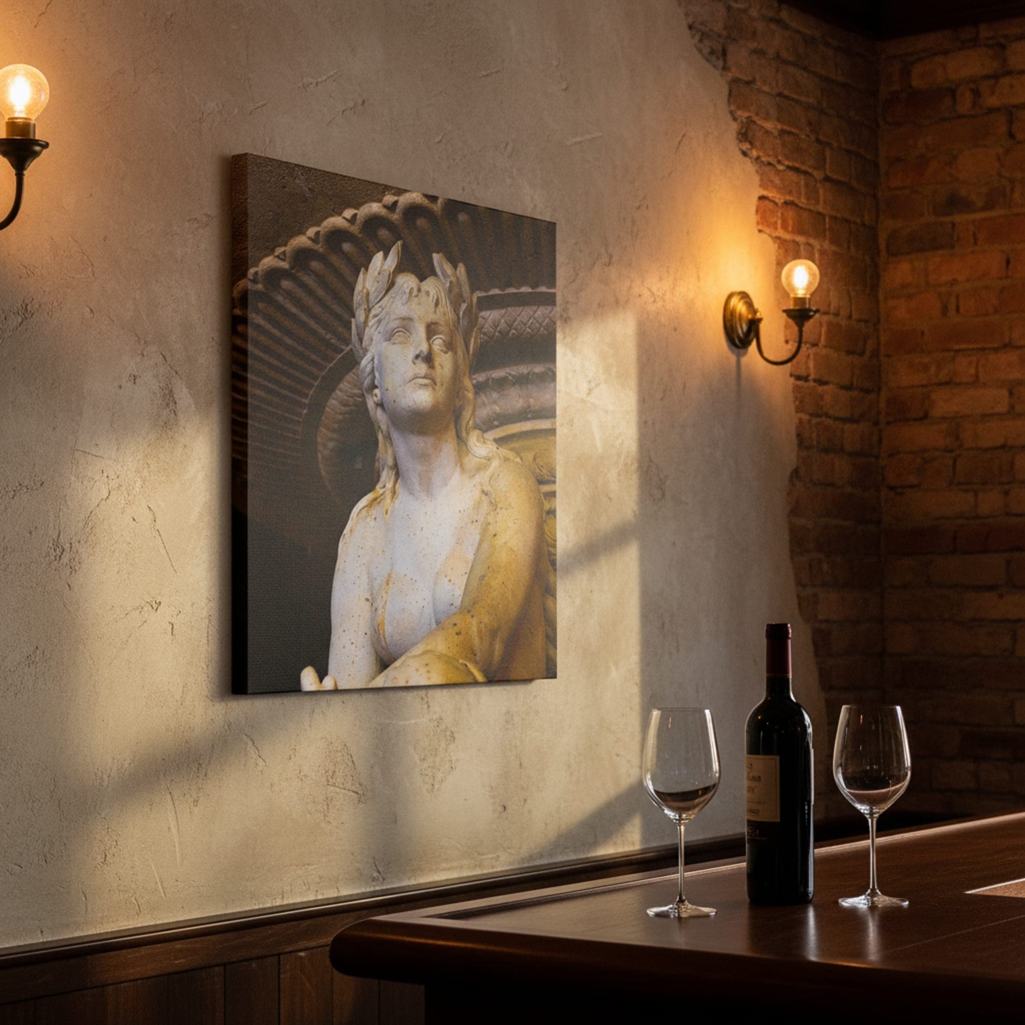 Eternal Embrace in Stone shown as a canvas print in a styled interior, view 3 of 3