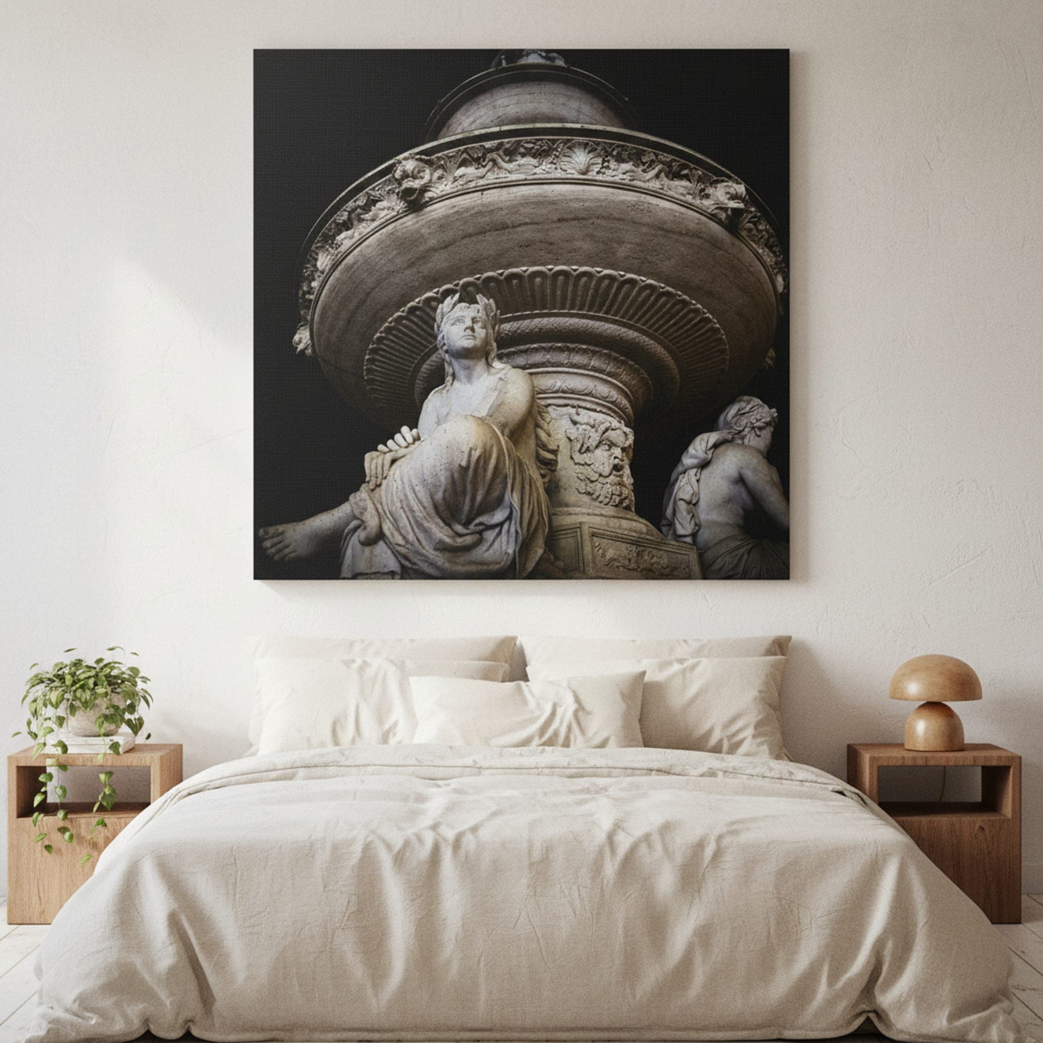 Budapest Fountain Reverie shown as a canvas print in a styled interior, view 3 of 3