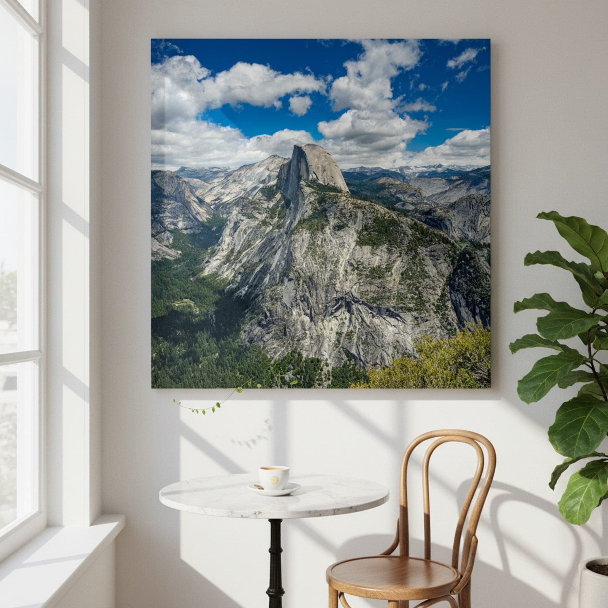 Half Dome's Majestic Gaze shown as a canvas print in a styled interior, view 3 of 3