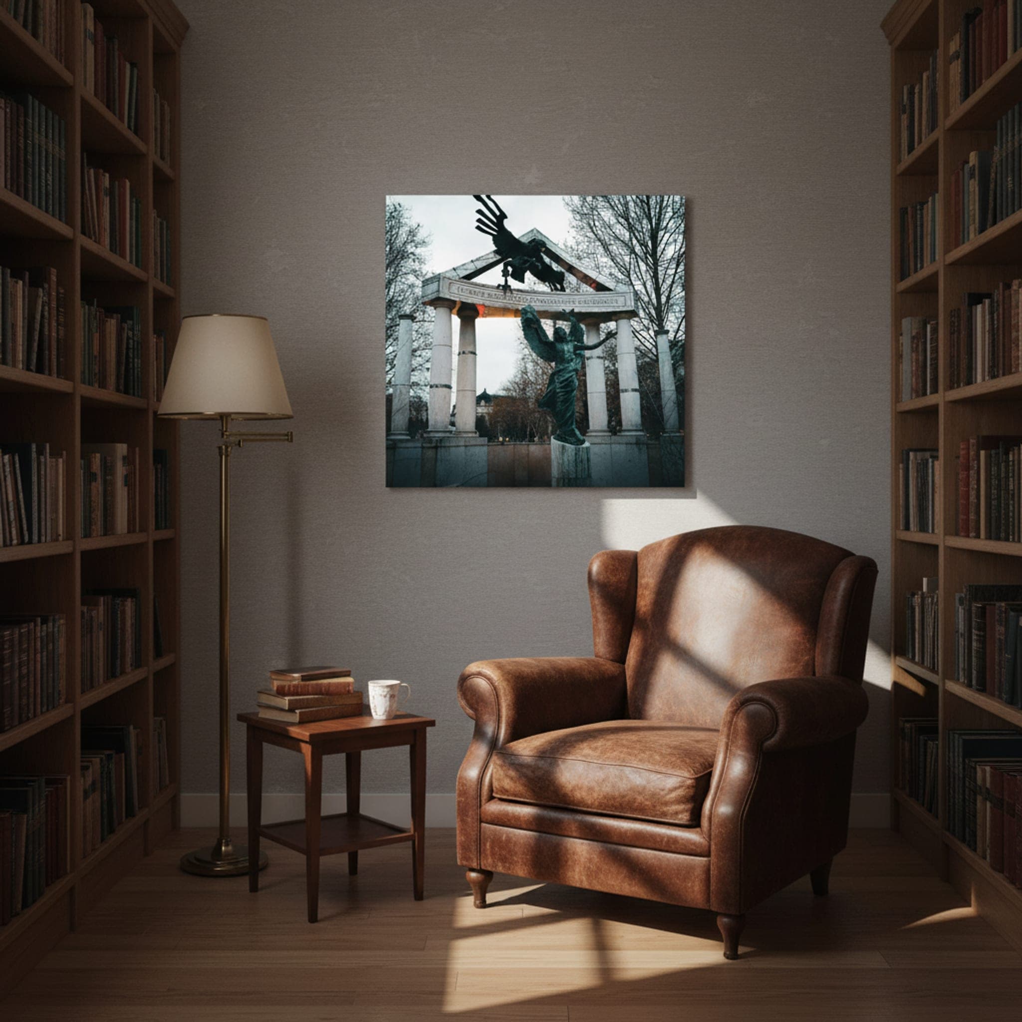 Budapest's Silent Sentinel shown as a canvas print in a styled interior, view 2 of 3