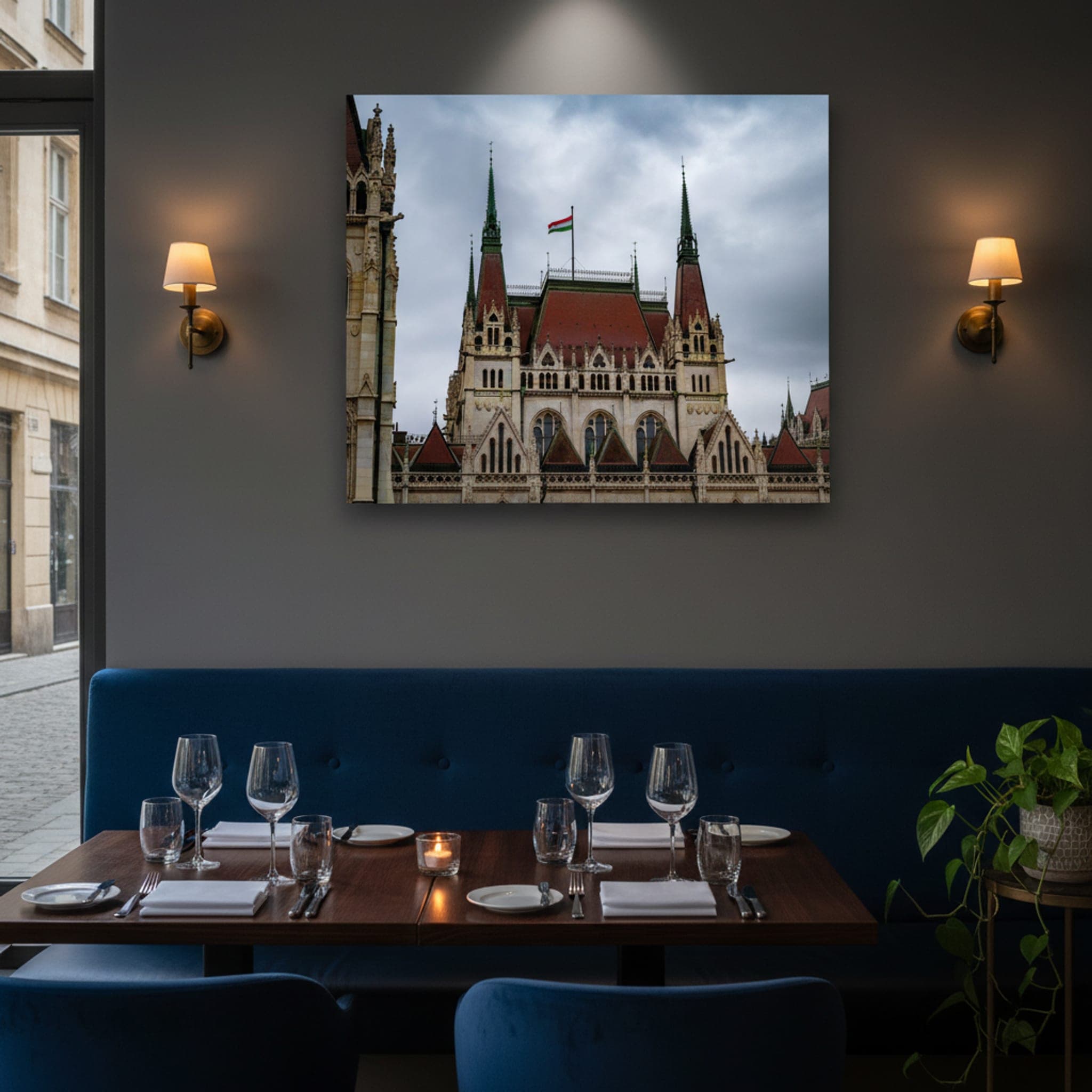 Budapest's Crown Jewel shown as a canvas print in a styled interior, view 2 of 3