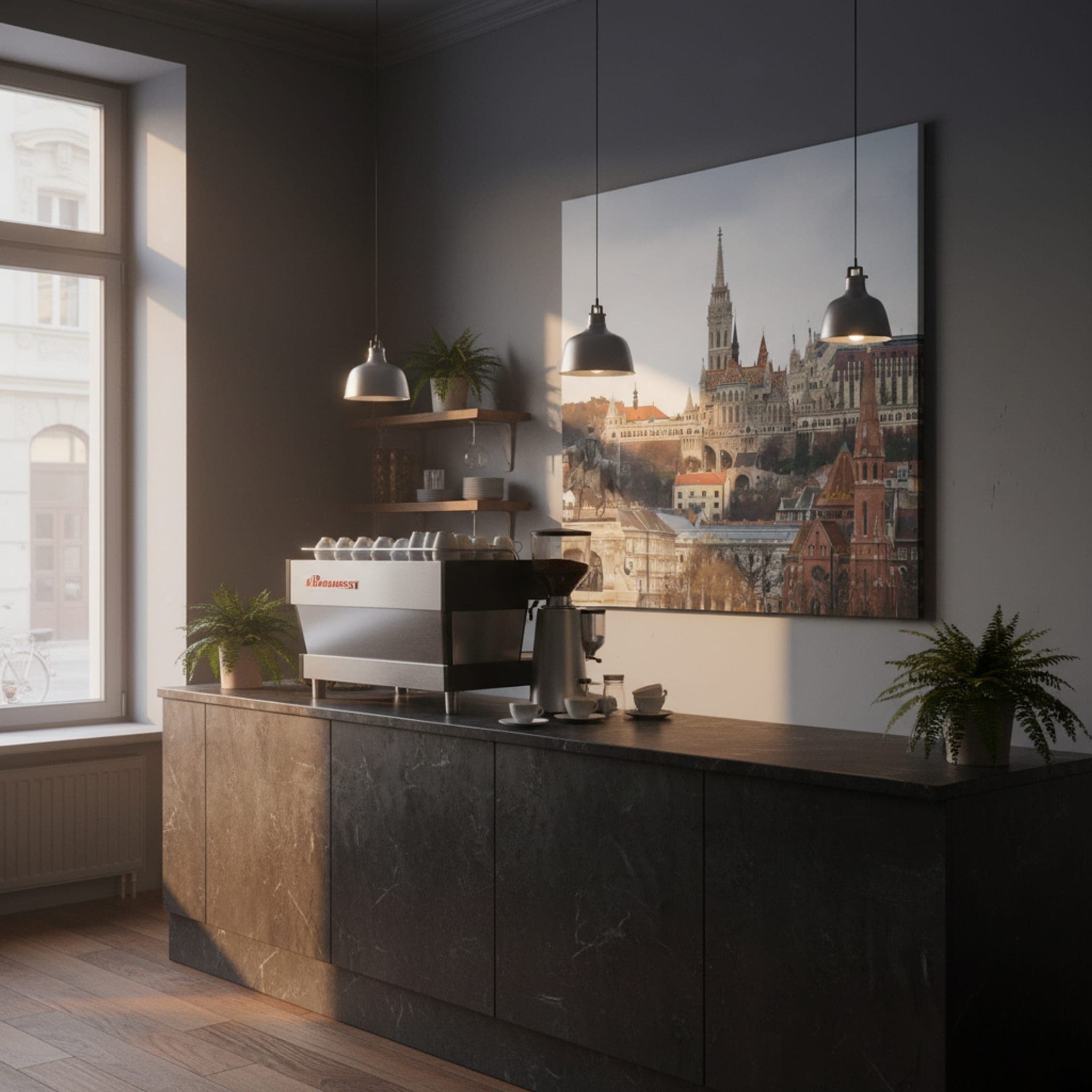 Budapest Castle Hill Panorama shown as a canvas print in a styled interior, view 3 of 3