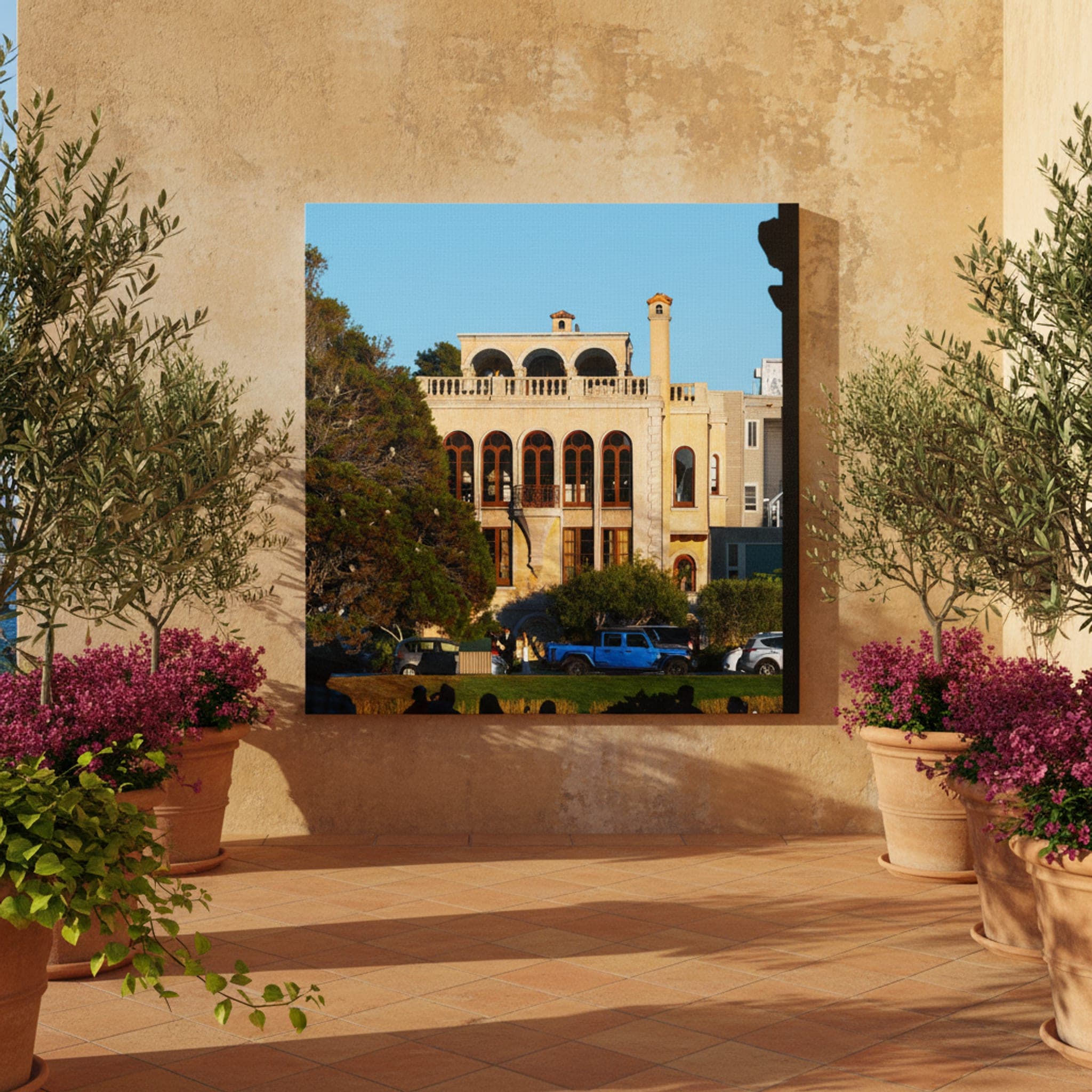 Golden Mansion Serenity shown as a canvas print in a styled interior, view 2 of 3