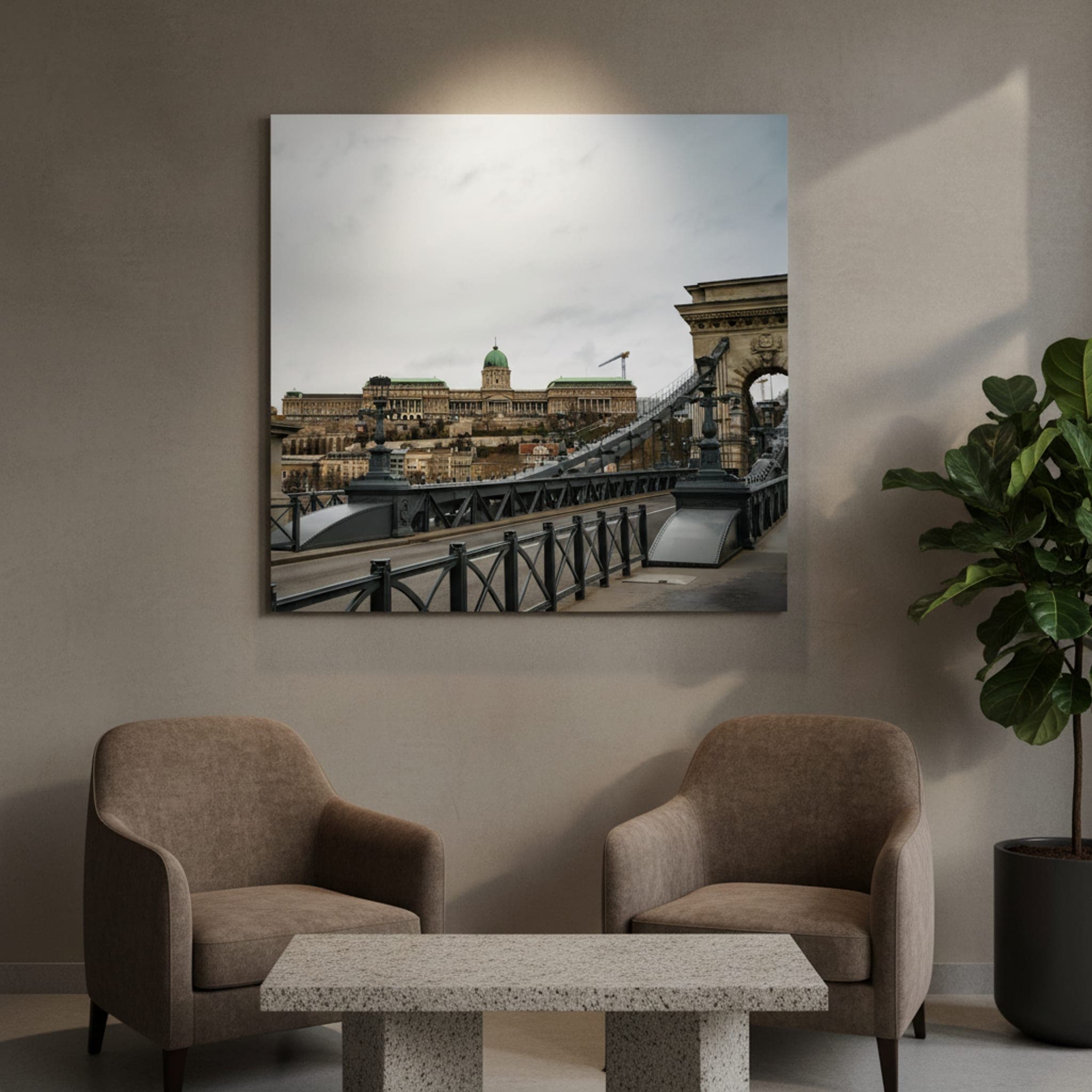 Budapest Lion's Watch shown as a canvas print in a styled interior, view 1 of 3