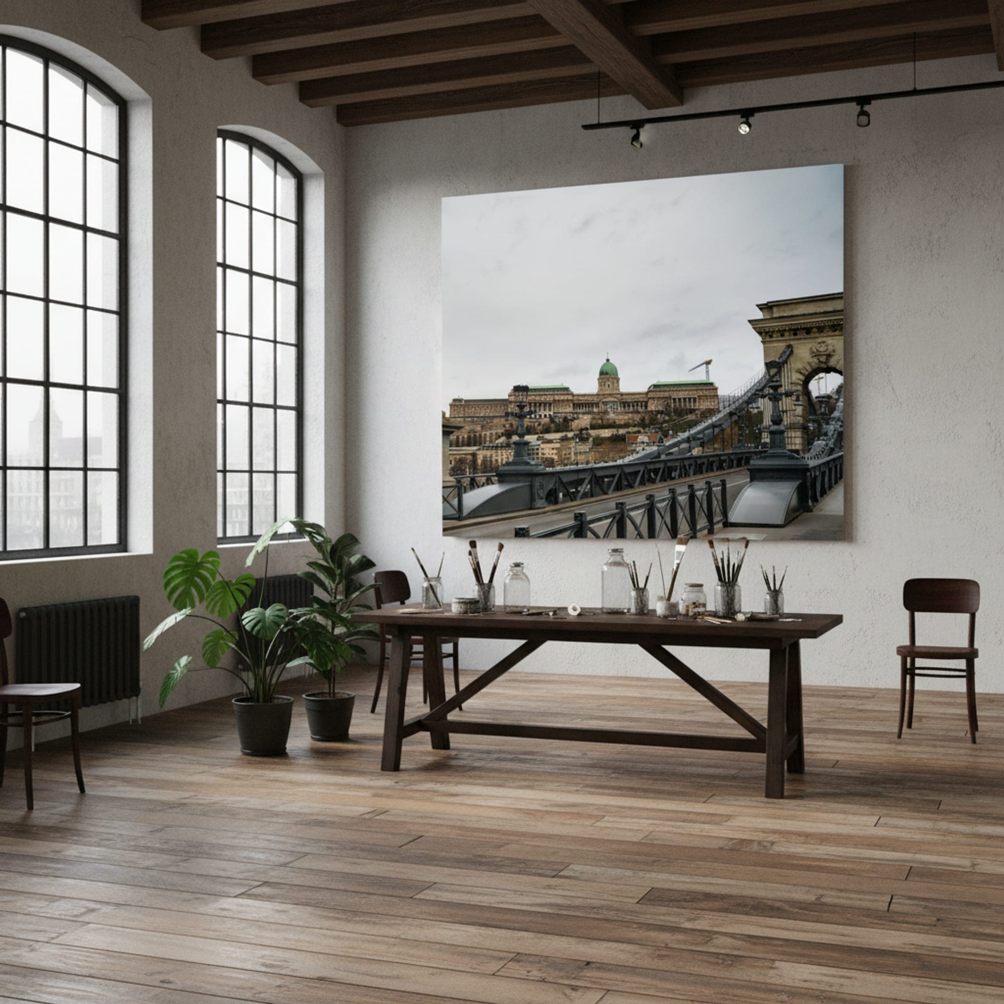 Budapest Lion's Watch shown as a canvas print in a styled interior, view 2 of 3