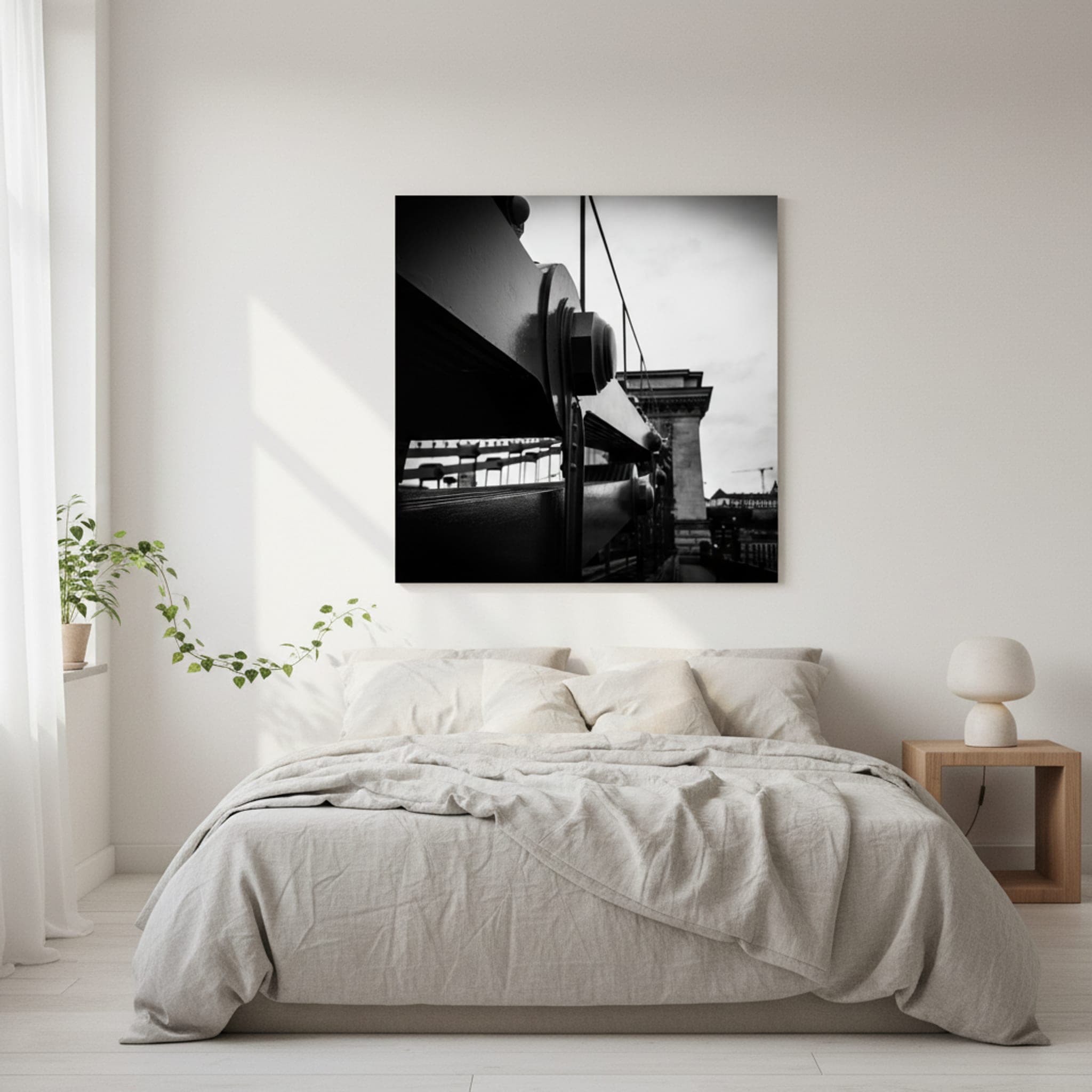 Iron Bridge's Embrace shown as a canvas print in a styled interior, view 1 of 3