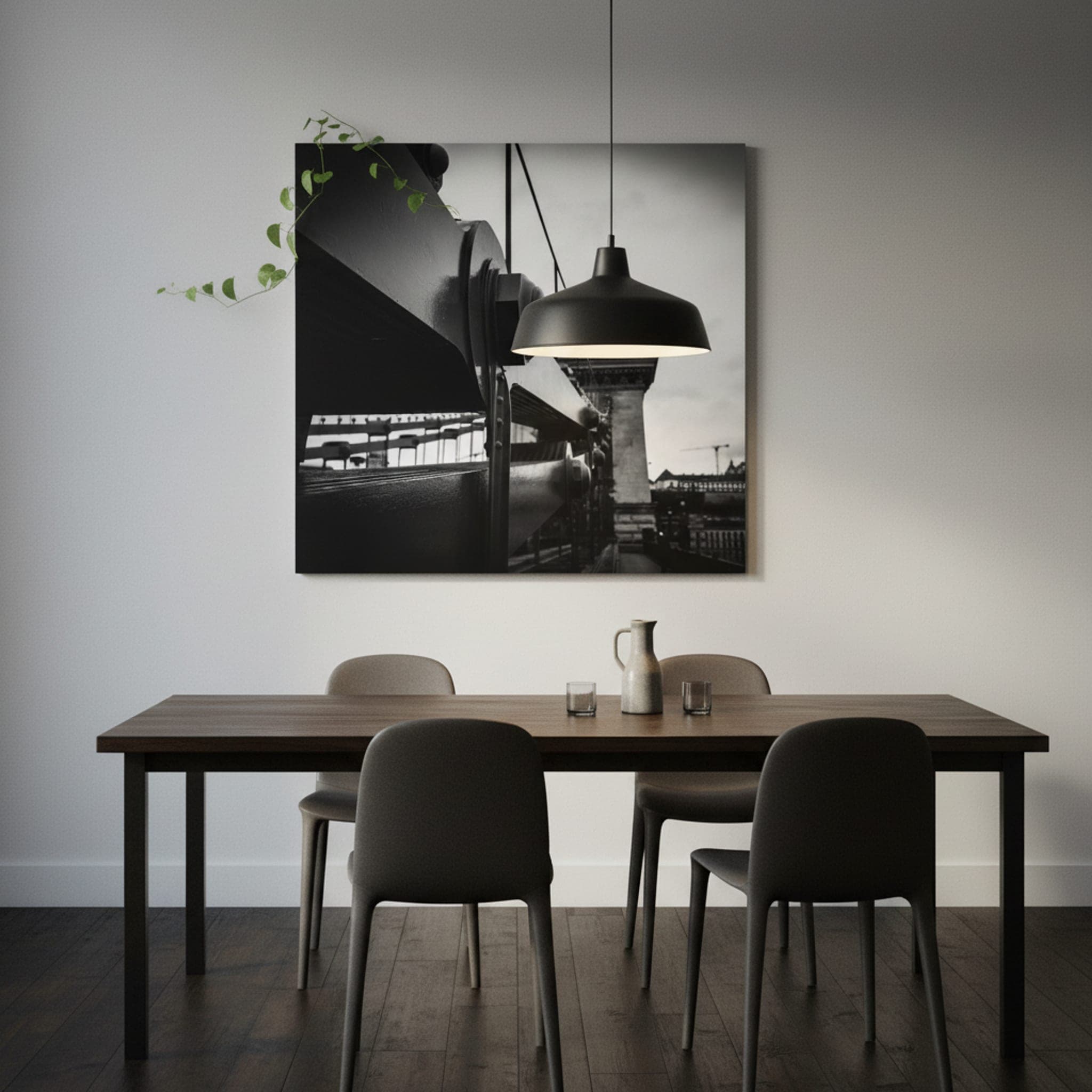 Iron Bridge's Embrace shown as a canvas print in a styled interior, view 2 of 3