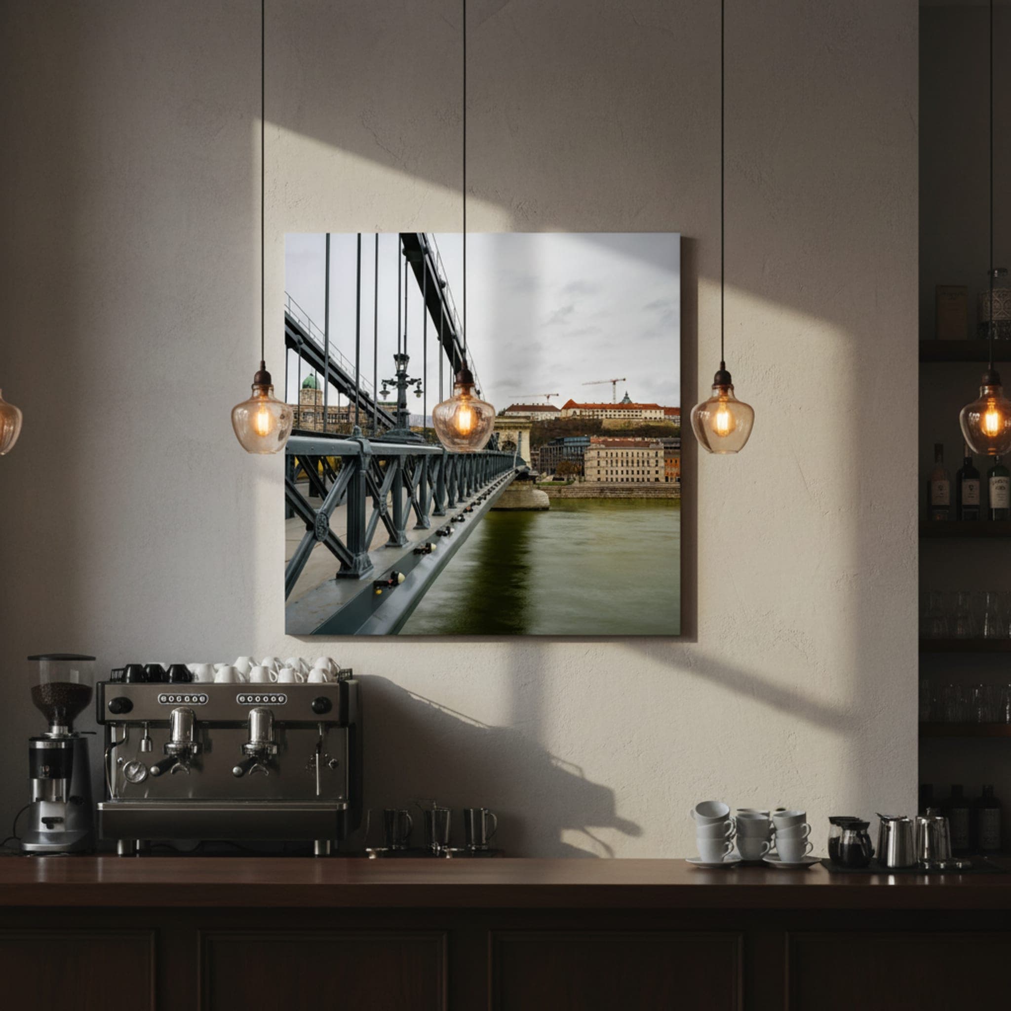 Chain Bridge Dawn shown as a canvas print in a styled interior, view 3 of 3