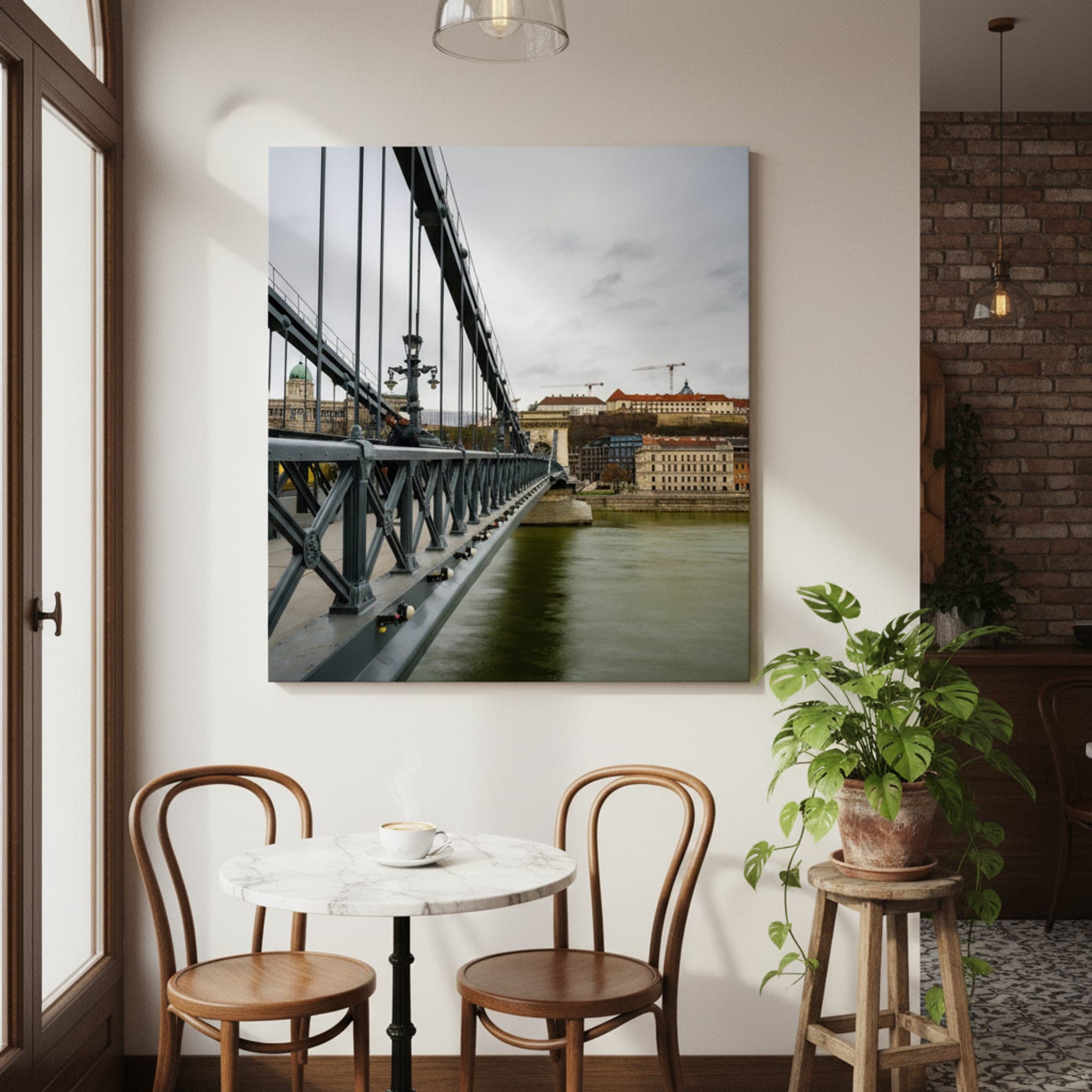 Chain Bridge Dawn shown as a canvas print in a styled interior, view 2 of 3