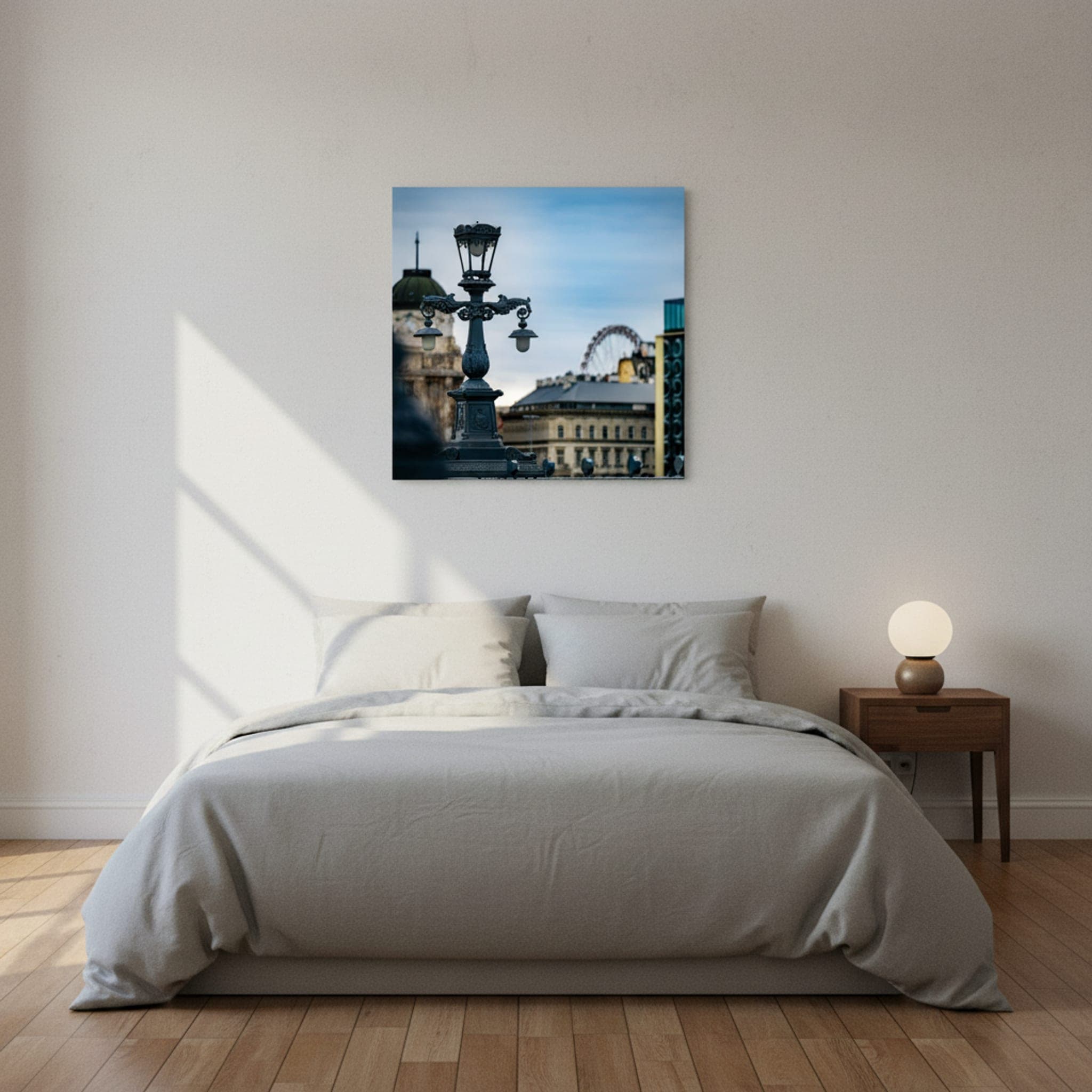 Budapest Lamppost Serenity shown as a canvas print in a styled interior, view 3 of 3