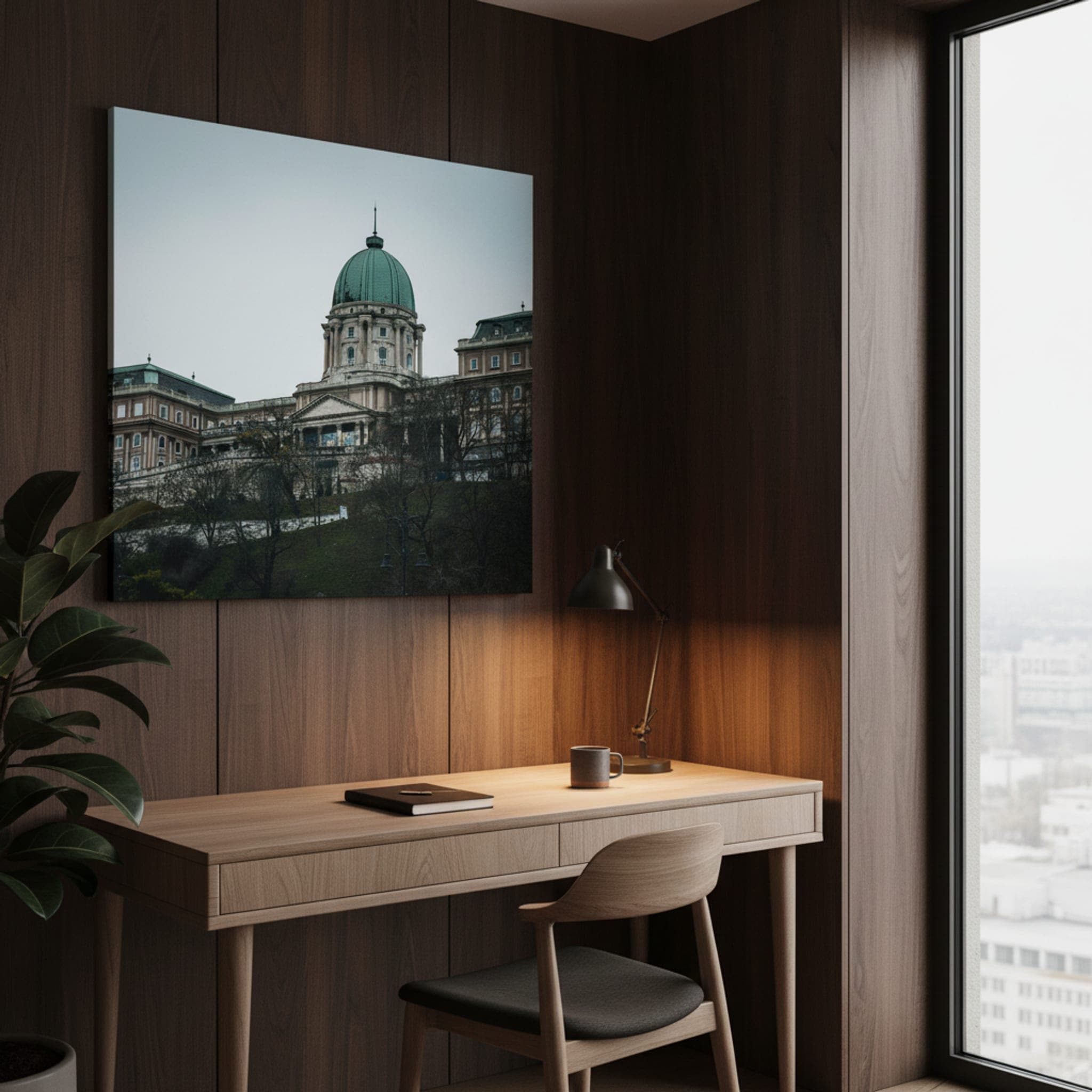 Budapest Winter Palace shown as a canvas print in a styled interior, view 3 of 3