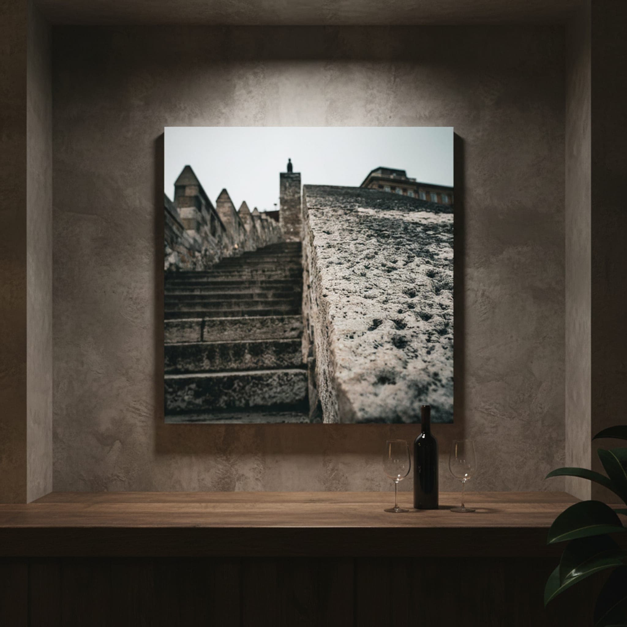 Ascent to Buda shown as a canvas print in a styled interior, view 1 of 3