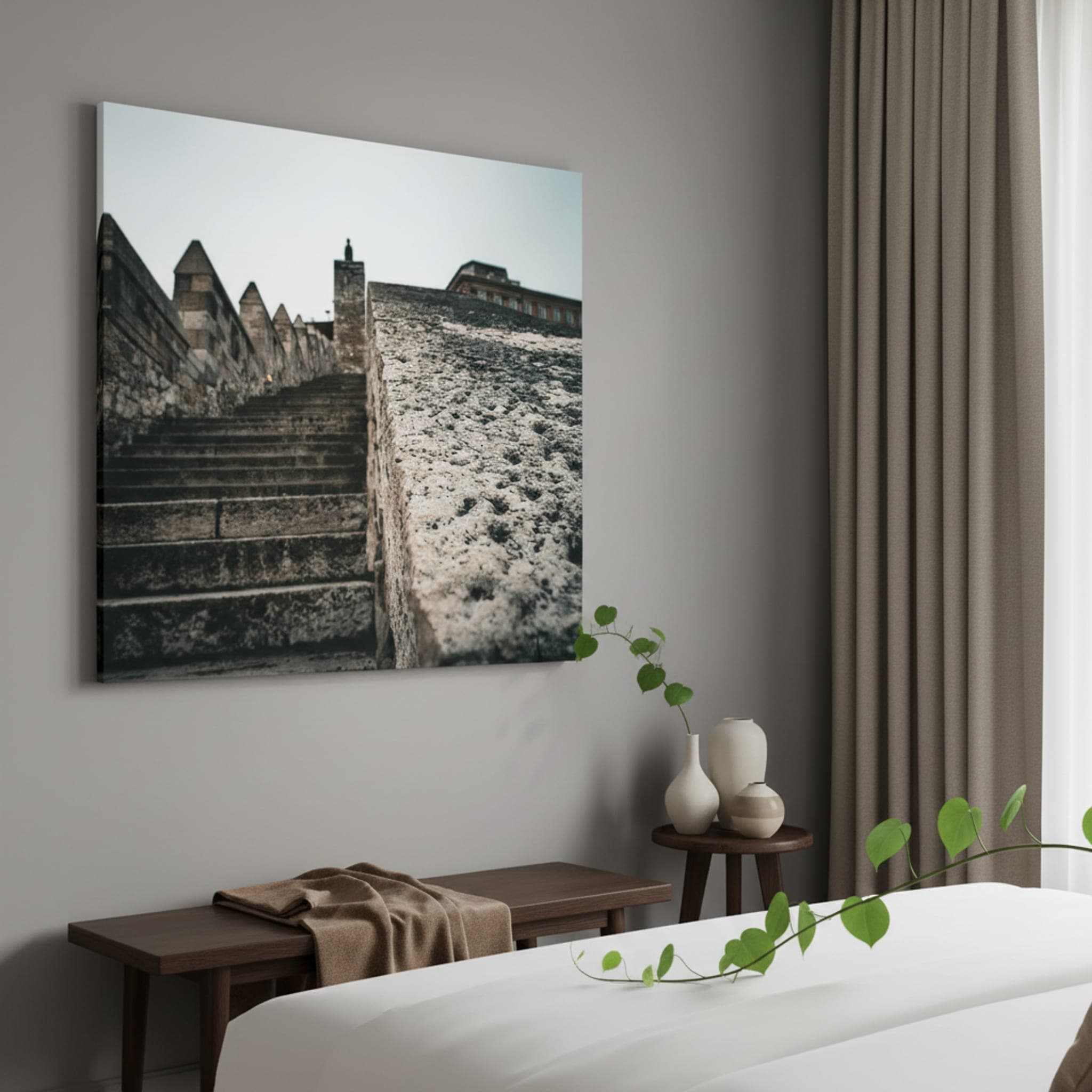Ascent to Buda shown as a canvas print in a styled interior, view 2 of 3