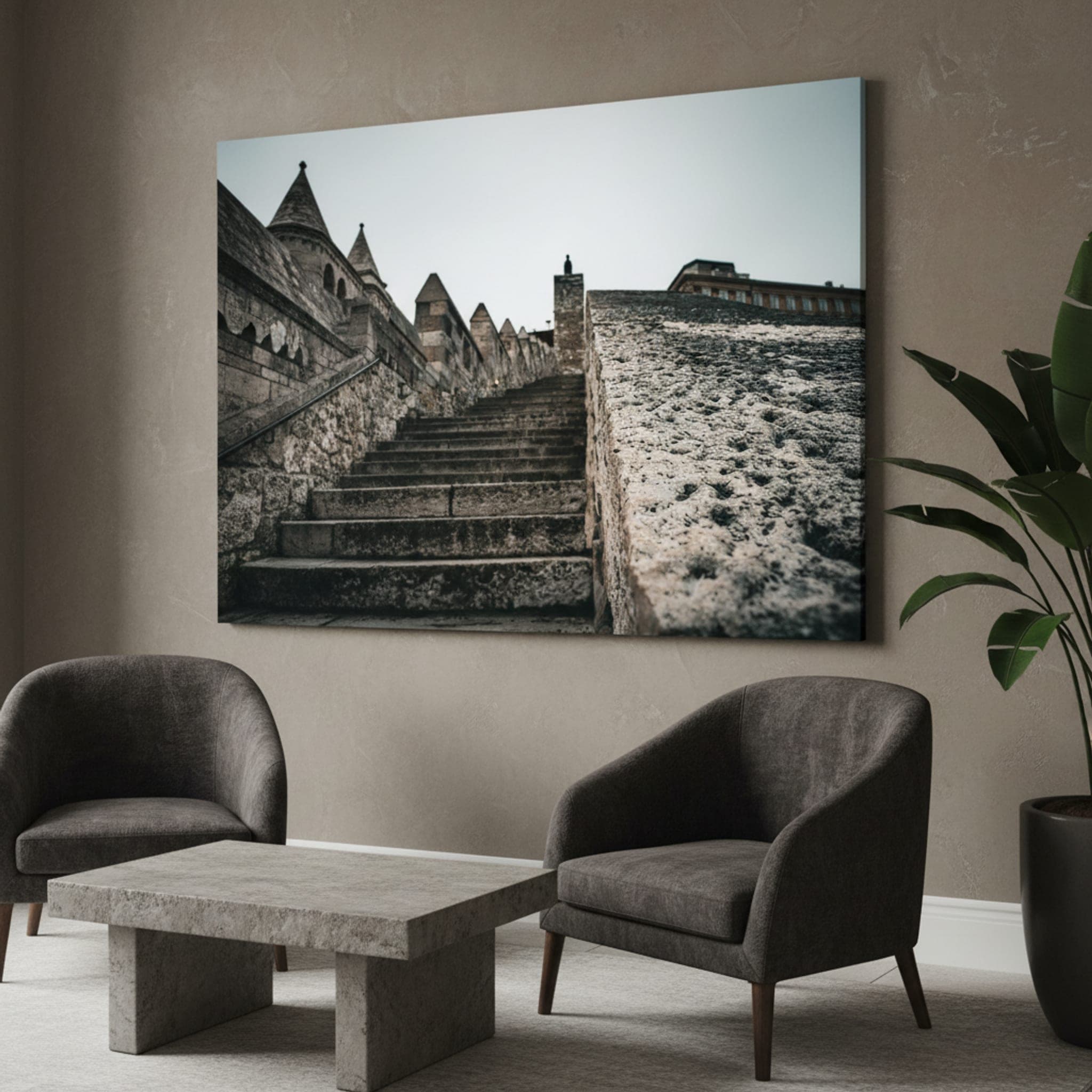 Ascent to Buda shown as a canvas print in a styled interior, view 3 of 3