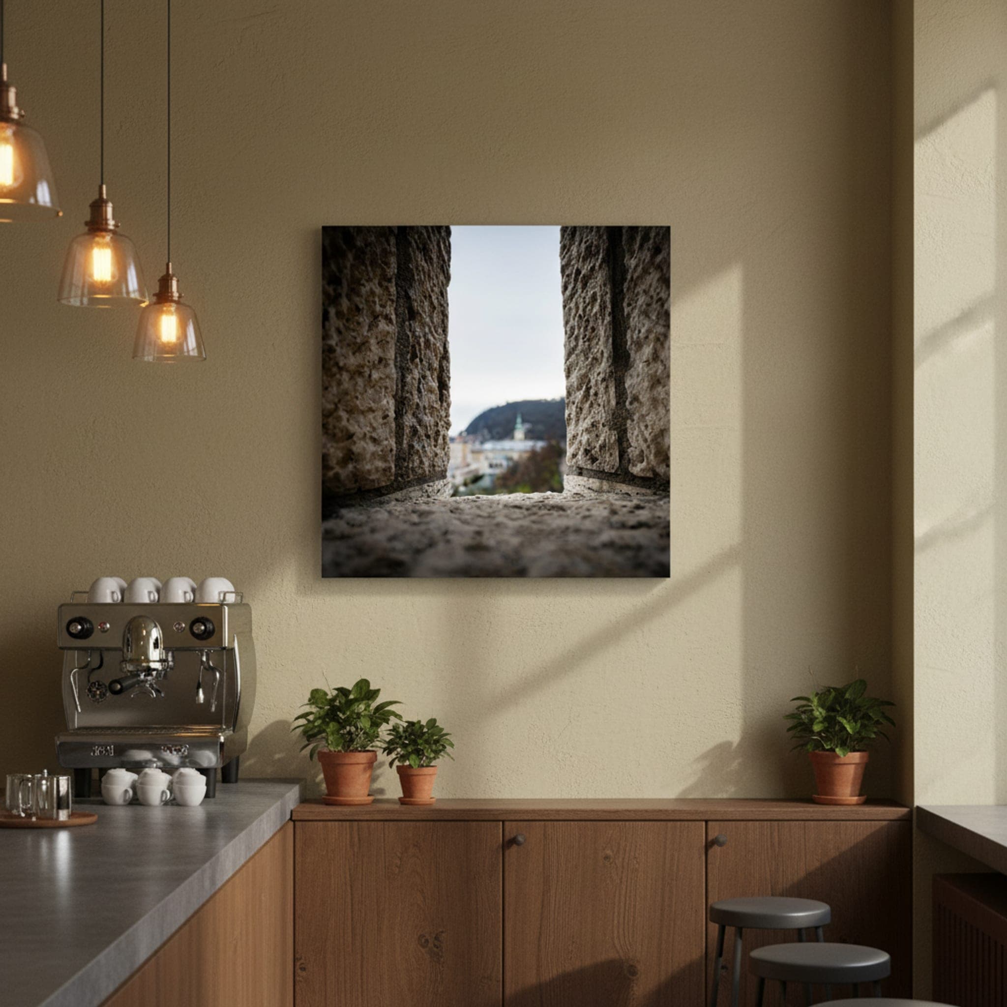 Budapest Through the Ages shown as a canvas print in a styled interior, view 3 of 3